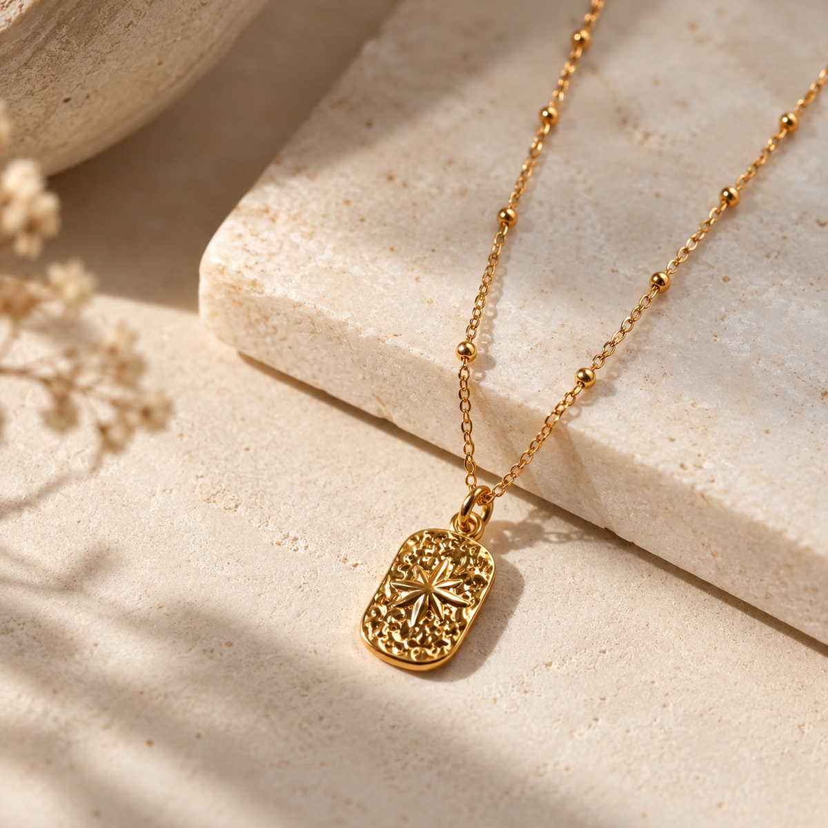 Gold Starburst Pendant Necklace