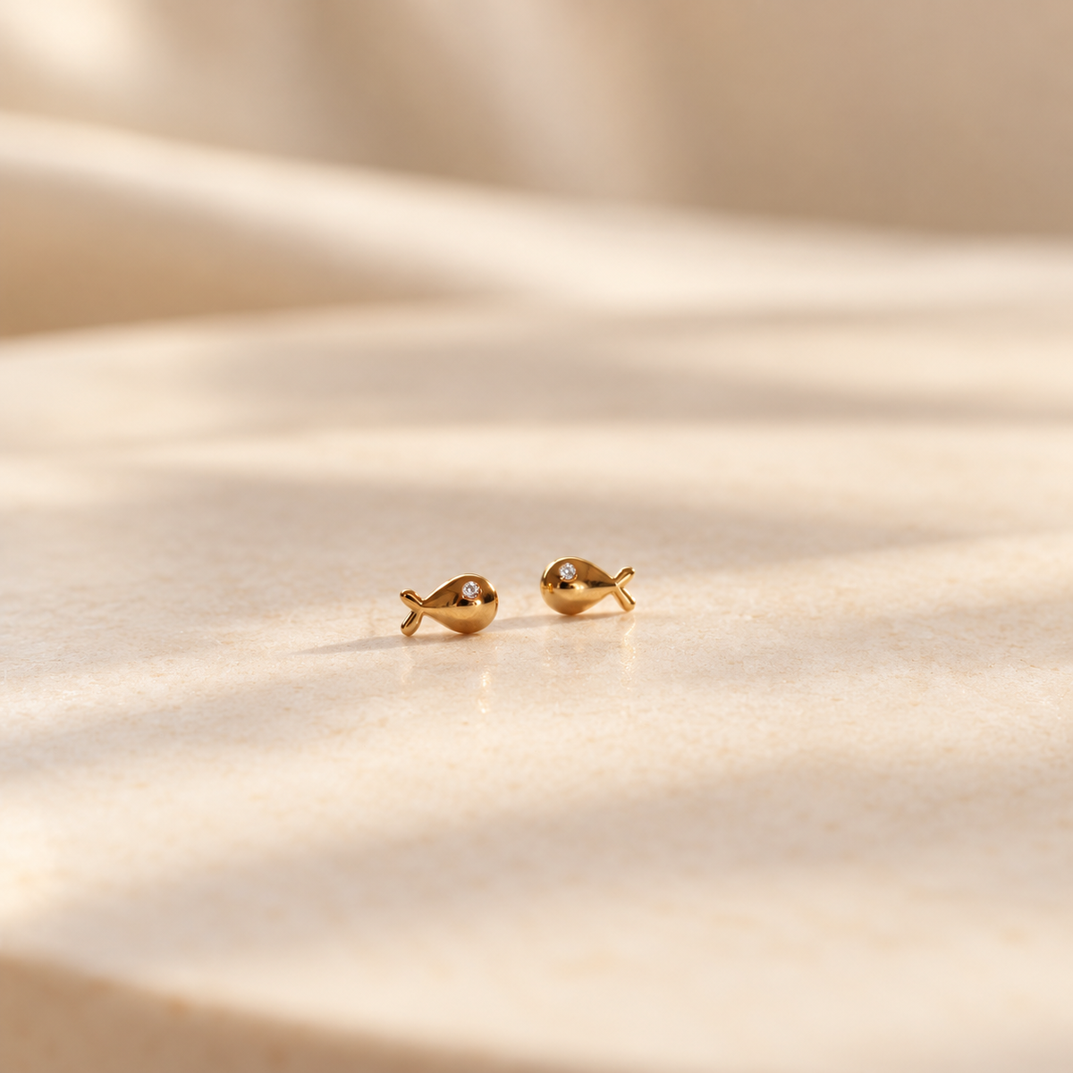 Dainty Gold Fish Stud Earrings
