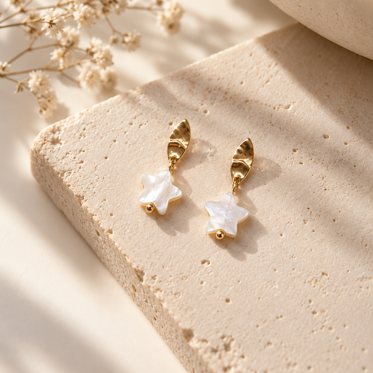 Mother of Pearl Star Stud Earrings