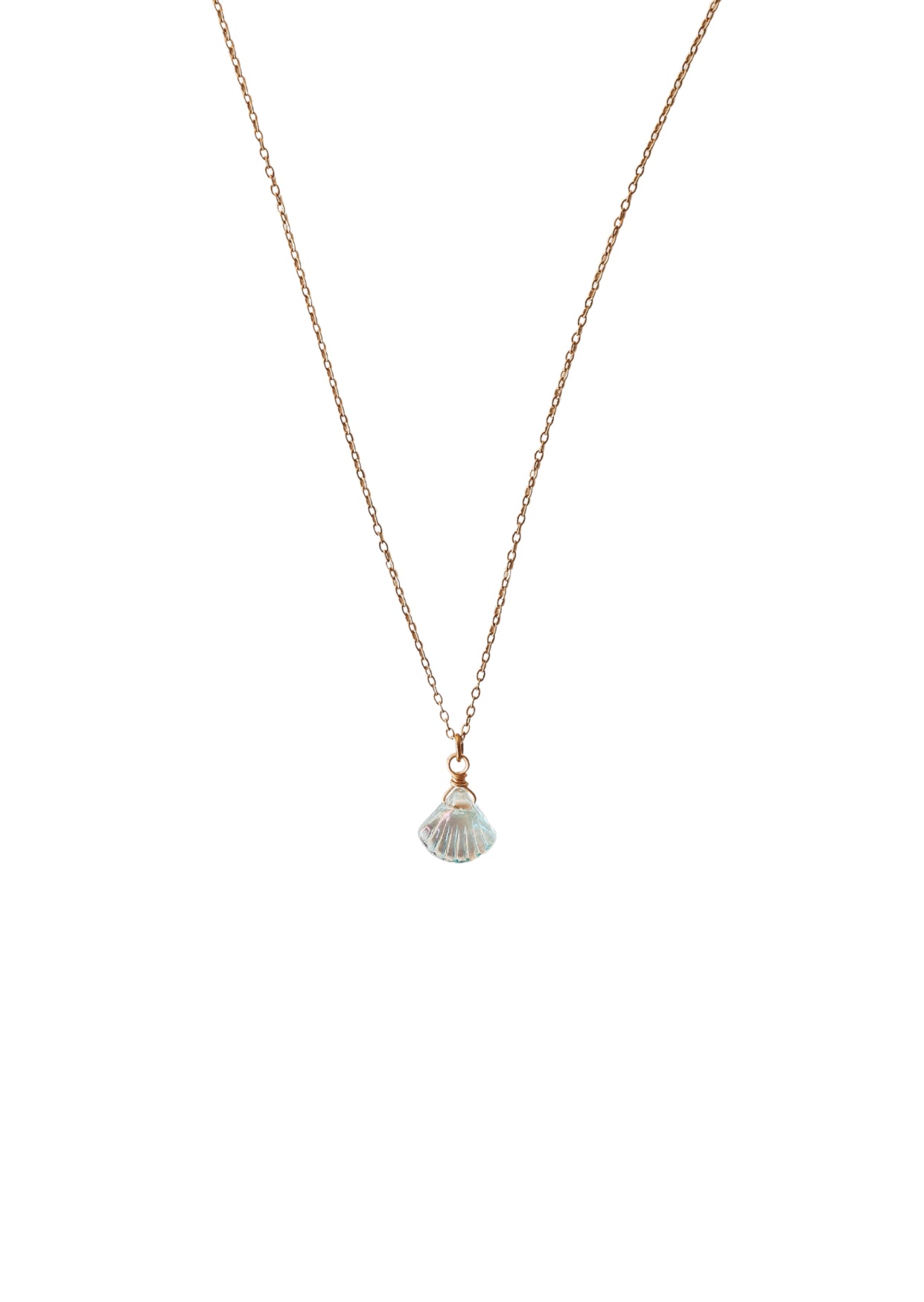 Blue Glass Shell Pendant Necklace