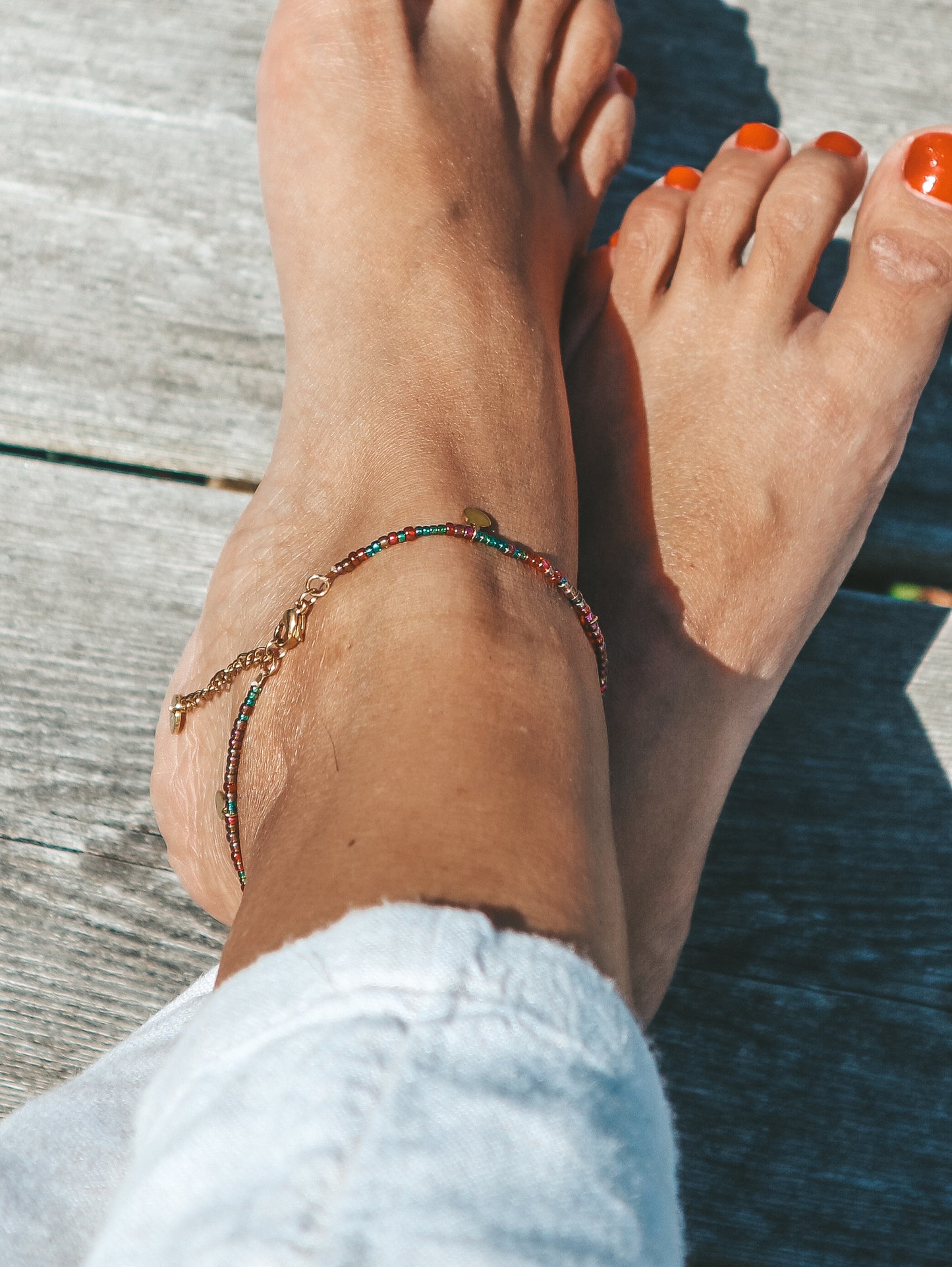 Jimbaran Gold Bead Anklet, Minimalist Anklet