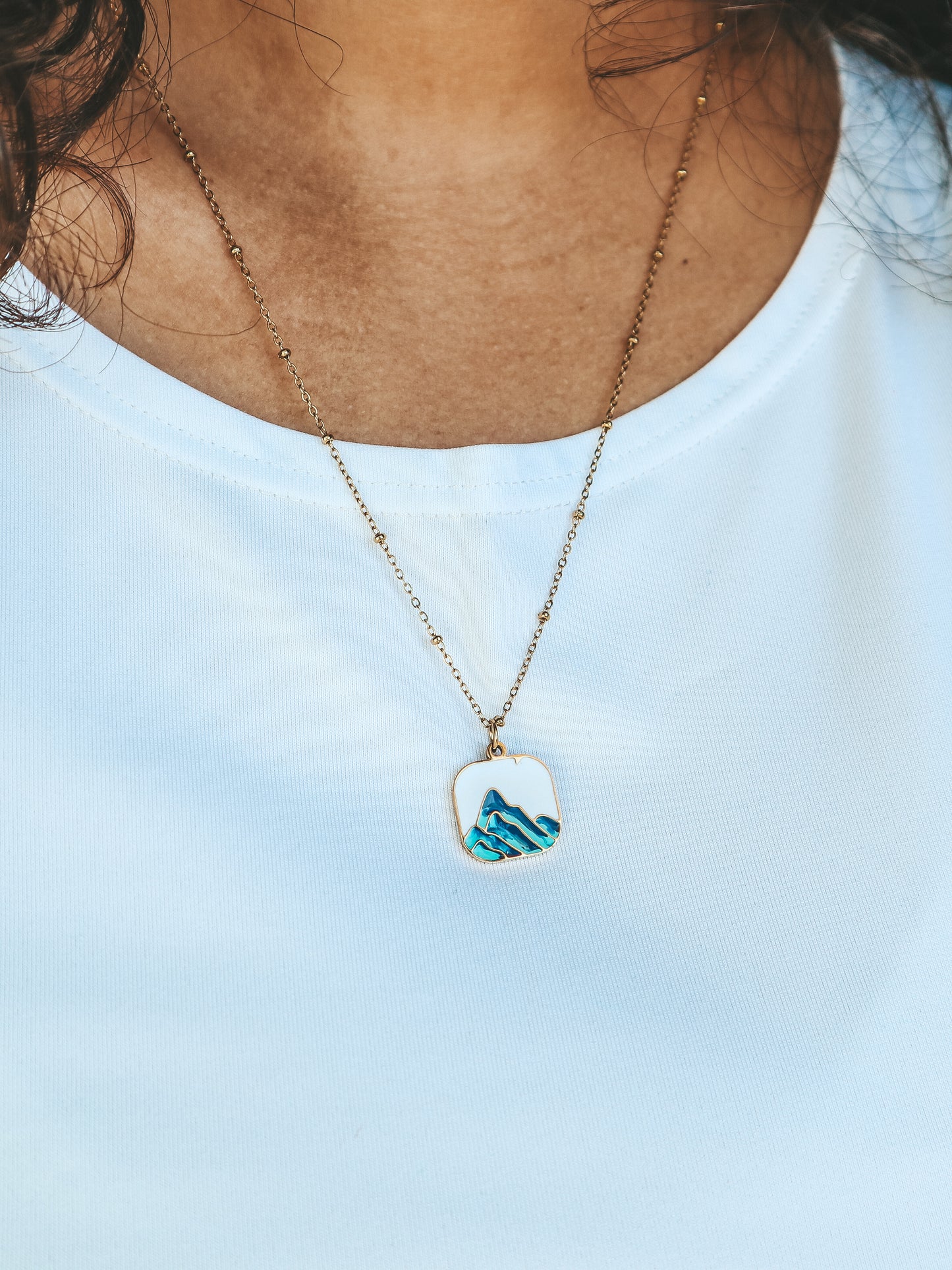 Mountain Enamel Pendant Necklace