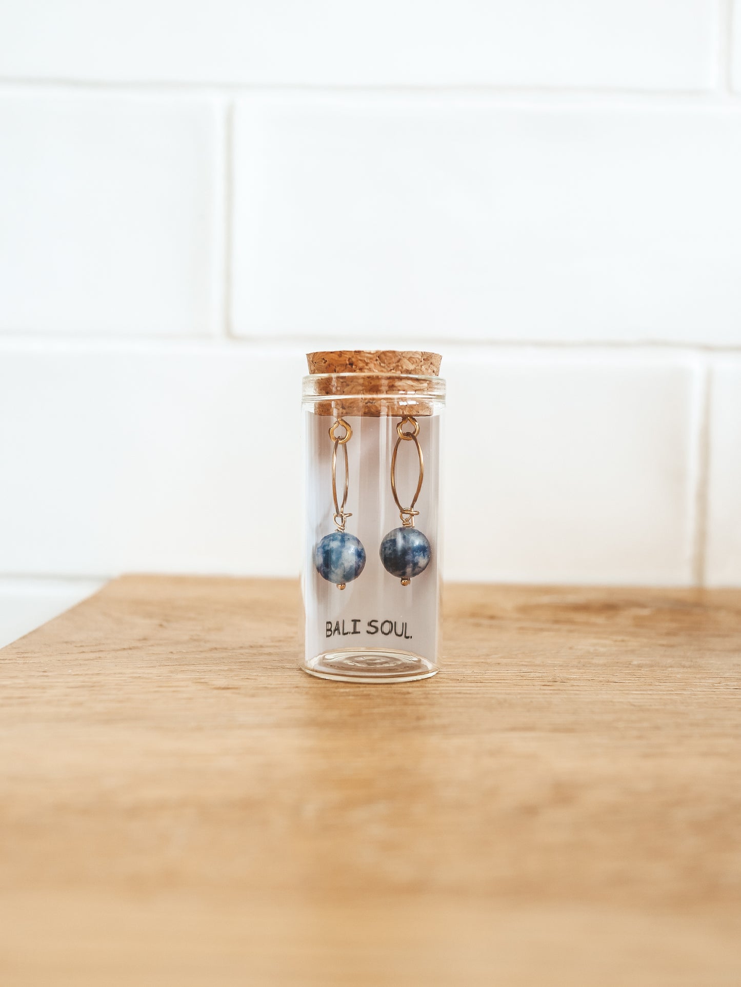 Sodalite Gold Hoop Earrings