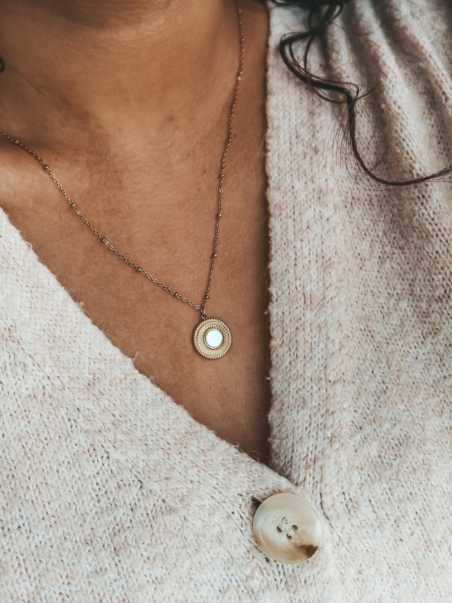 Mother of Pearl Gold Necklace by Bali Soul
