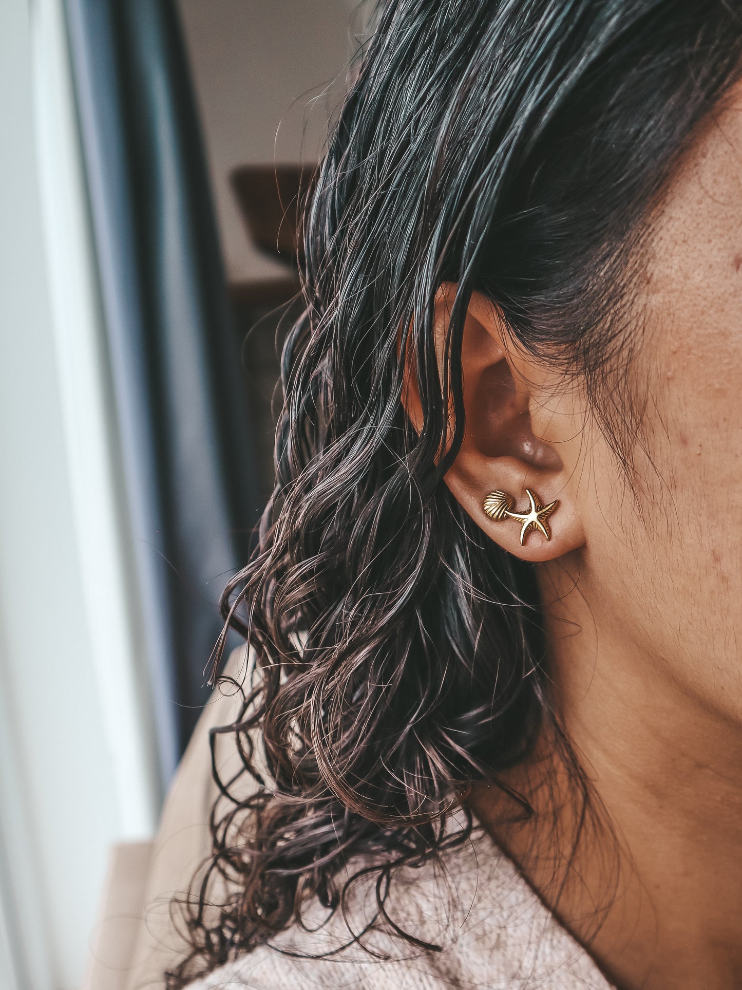Starfish Gold Stud Earrings by Bali Soul