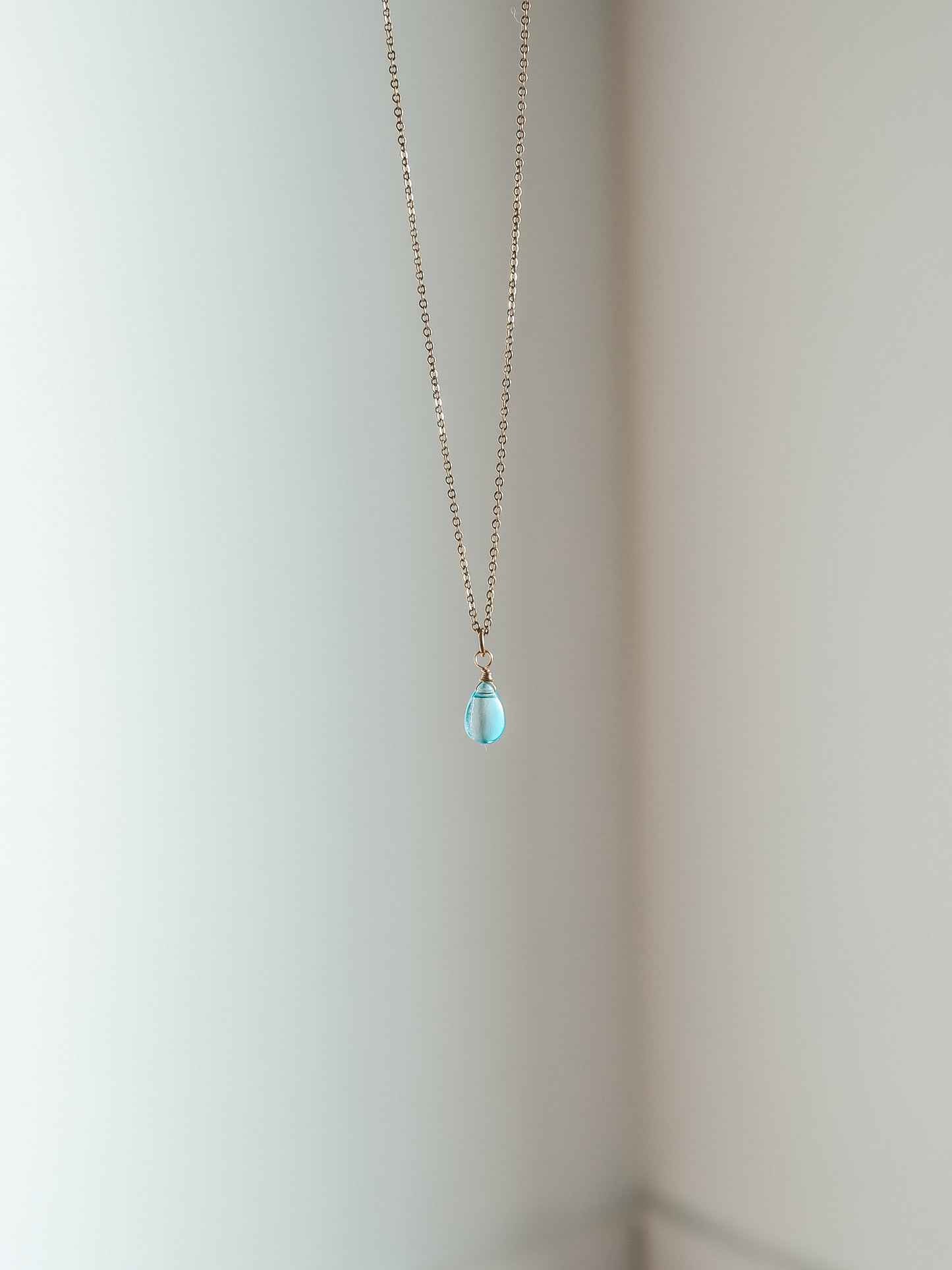 Blue Breeze Glass Teardrop Necklace