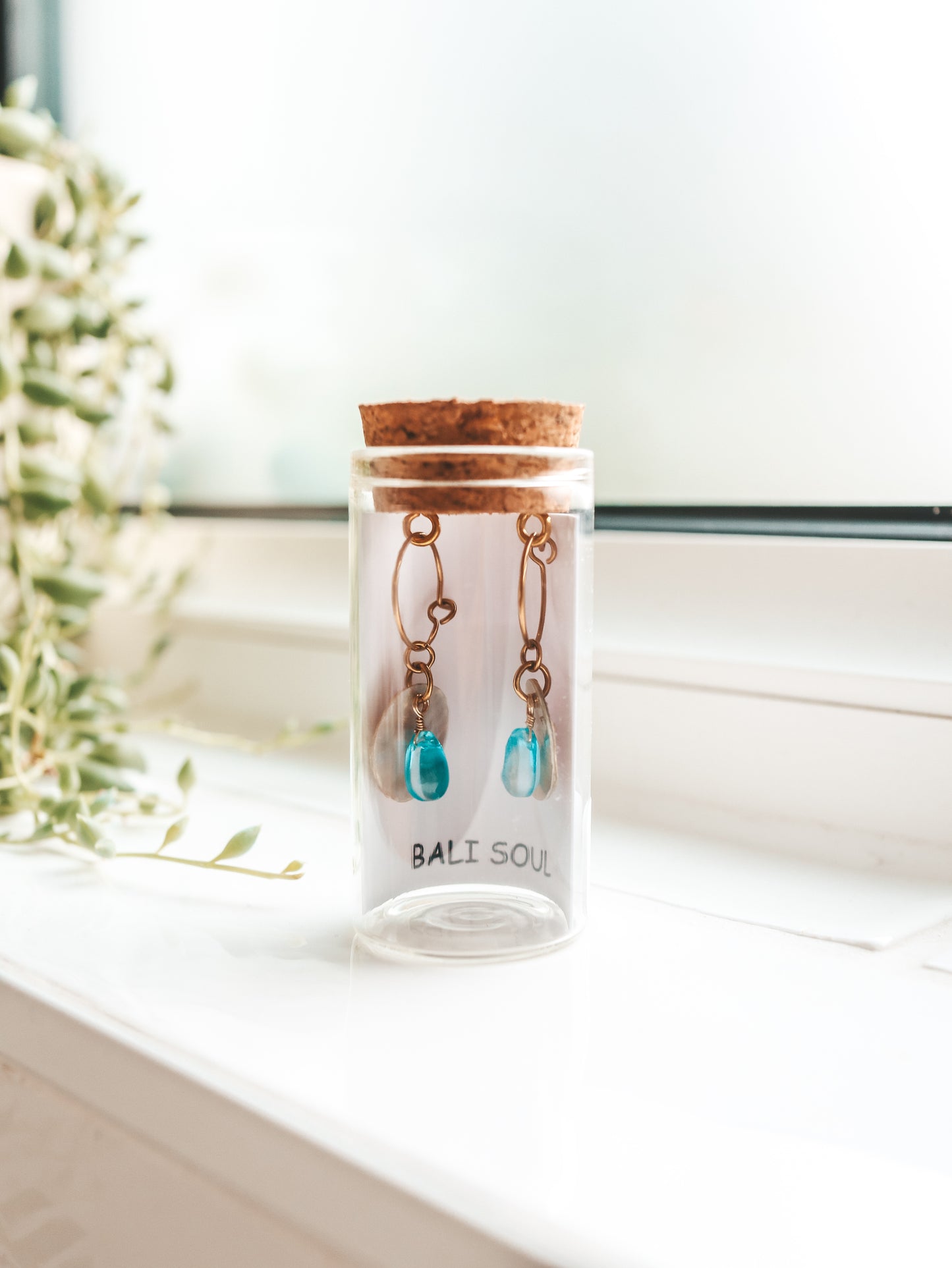Ocean Breeze Akoya Shell with Glass Teardrop Hoop Earrings
