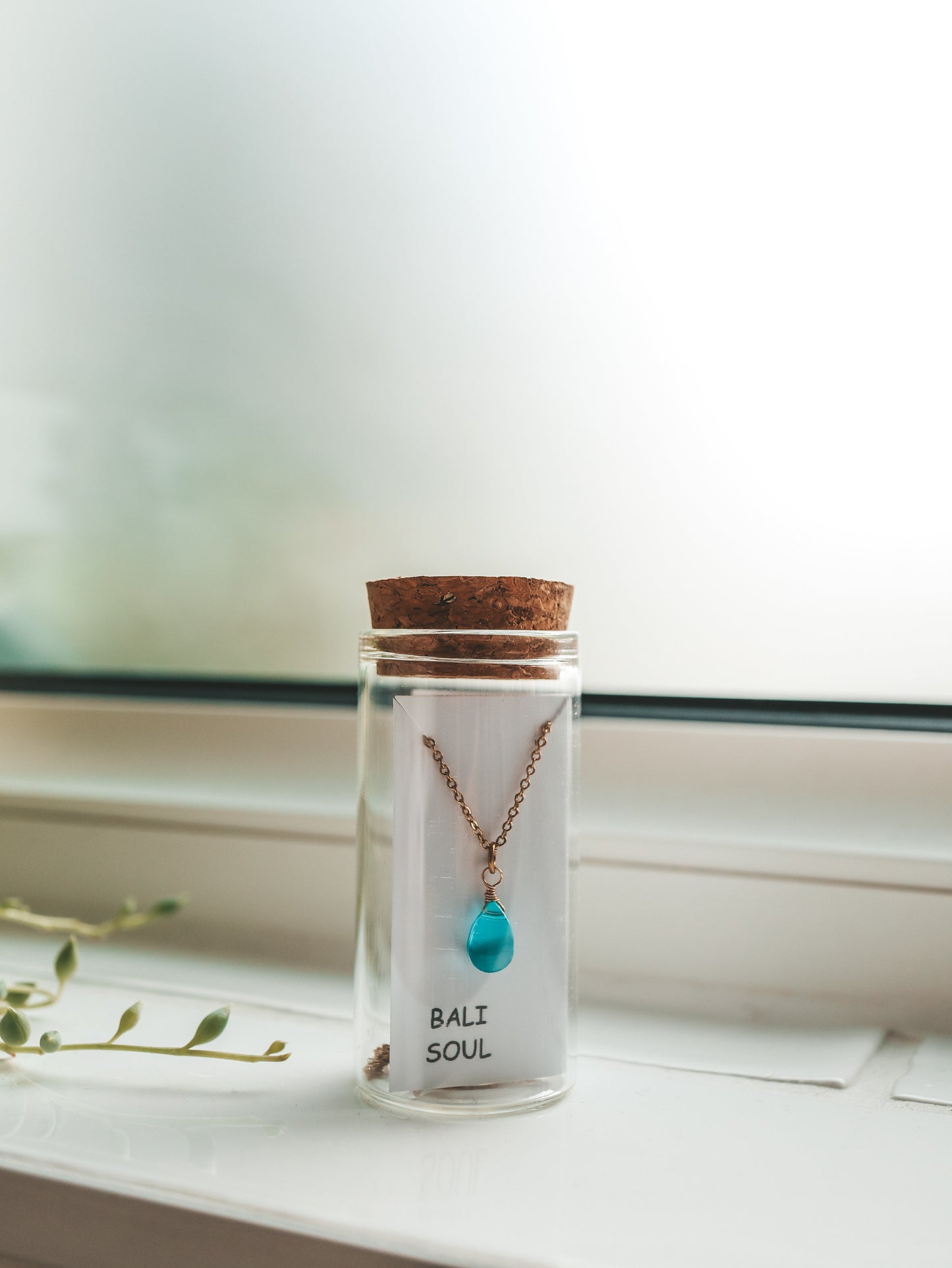 Blue Breeze Glass Teardrop Necklace