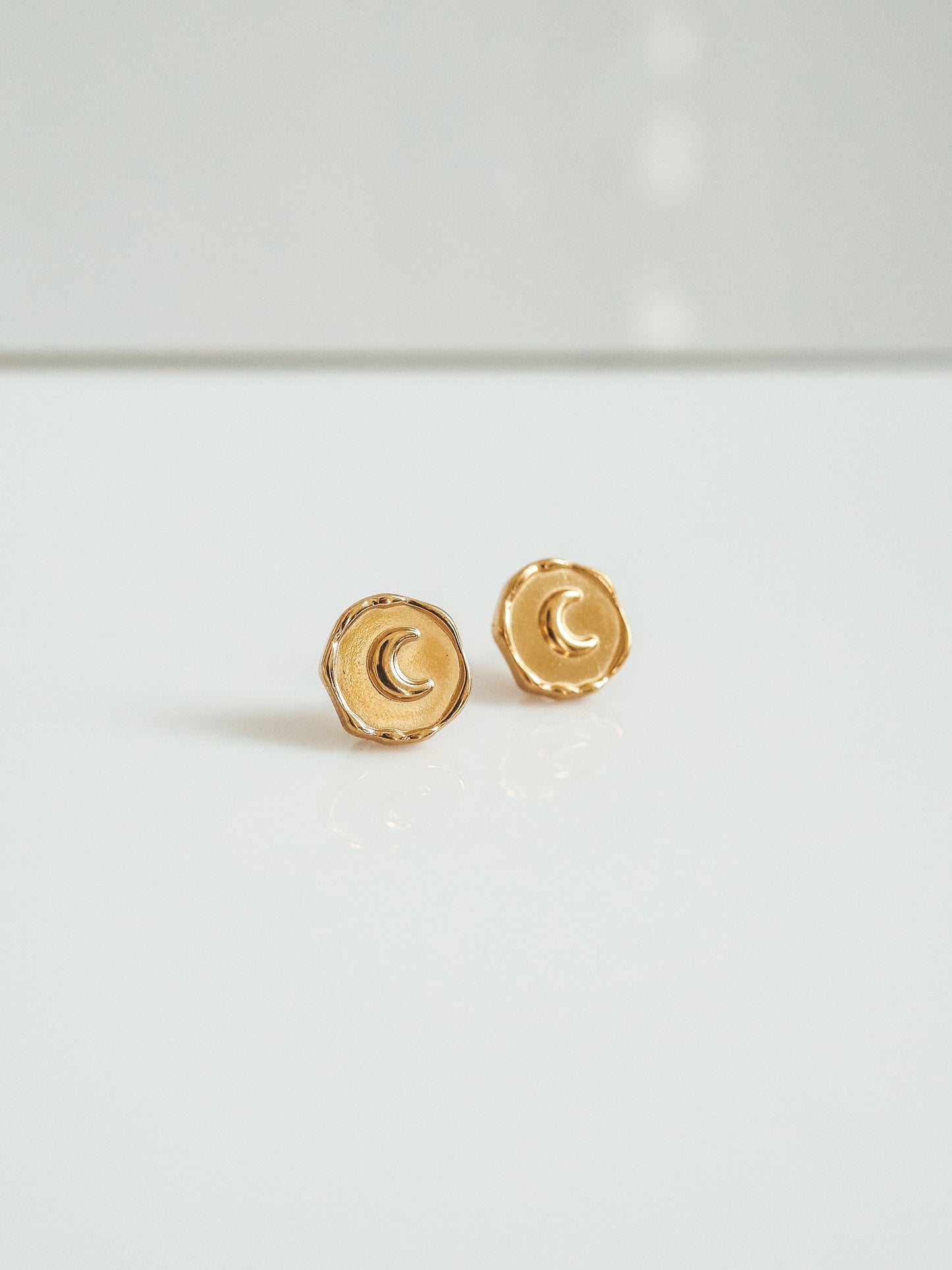 Bulan Crescent Moon Gold Stud Earrings