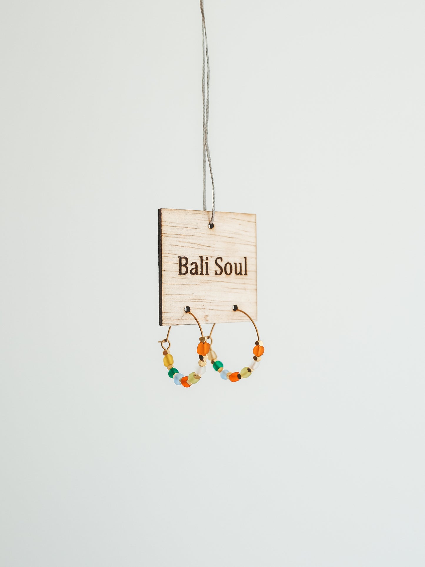 Pelangi Mix Beaded Gold Hoop Earrings