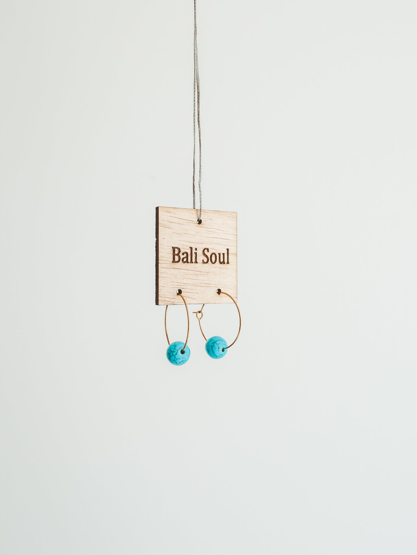 Blue Turquoise Gold Hoop Earrings