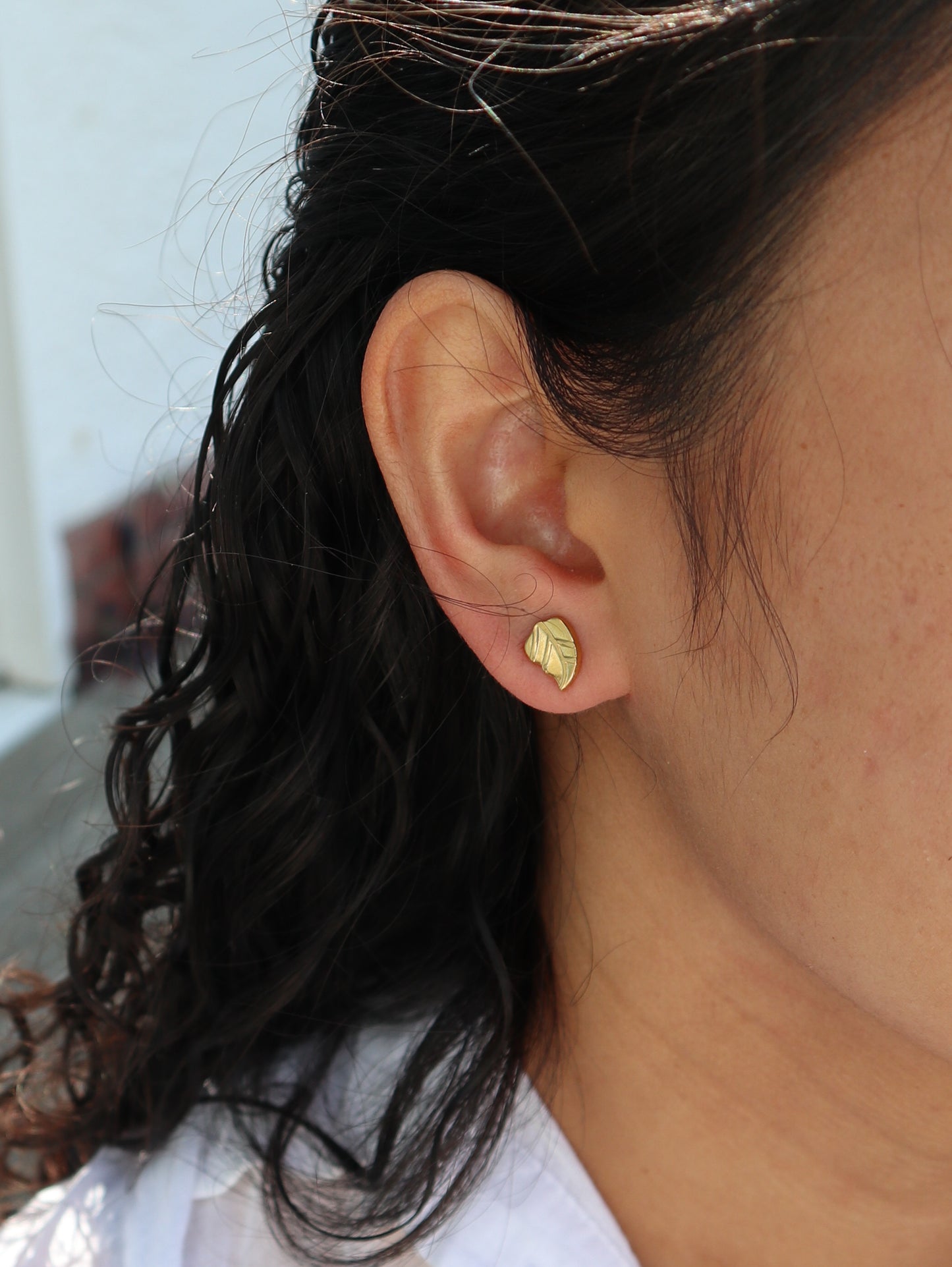 Gold Leaf Stud Earrings