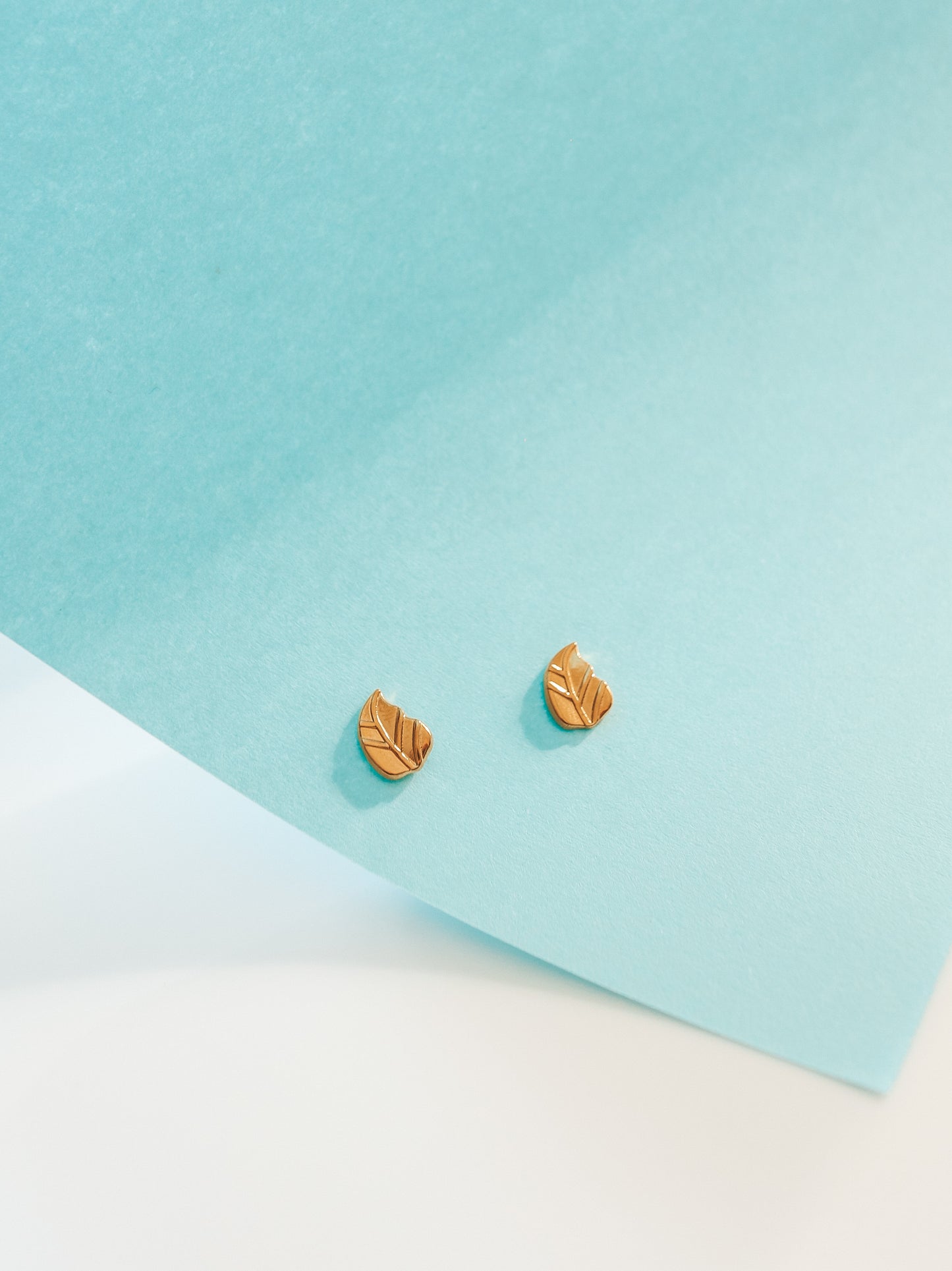 Gold Leaf Stud Earrings