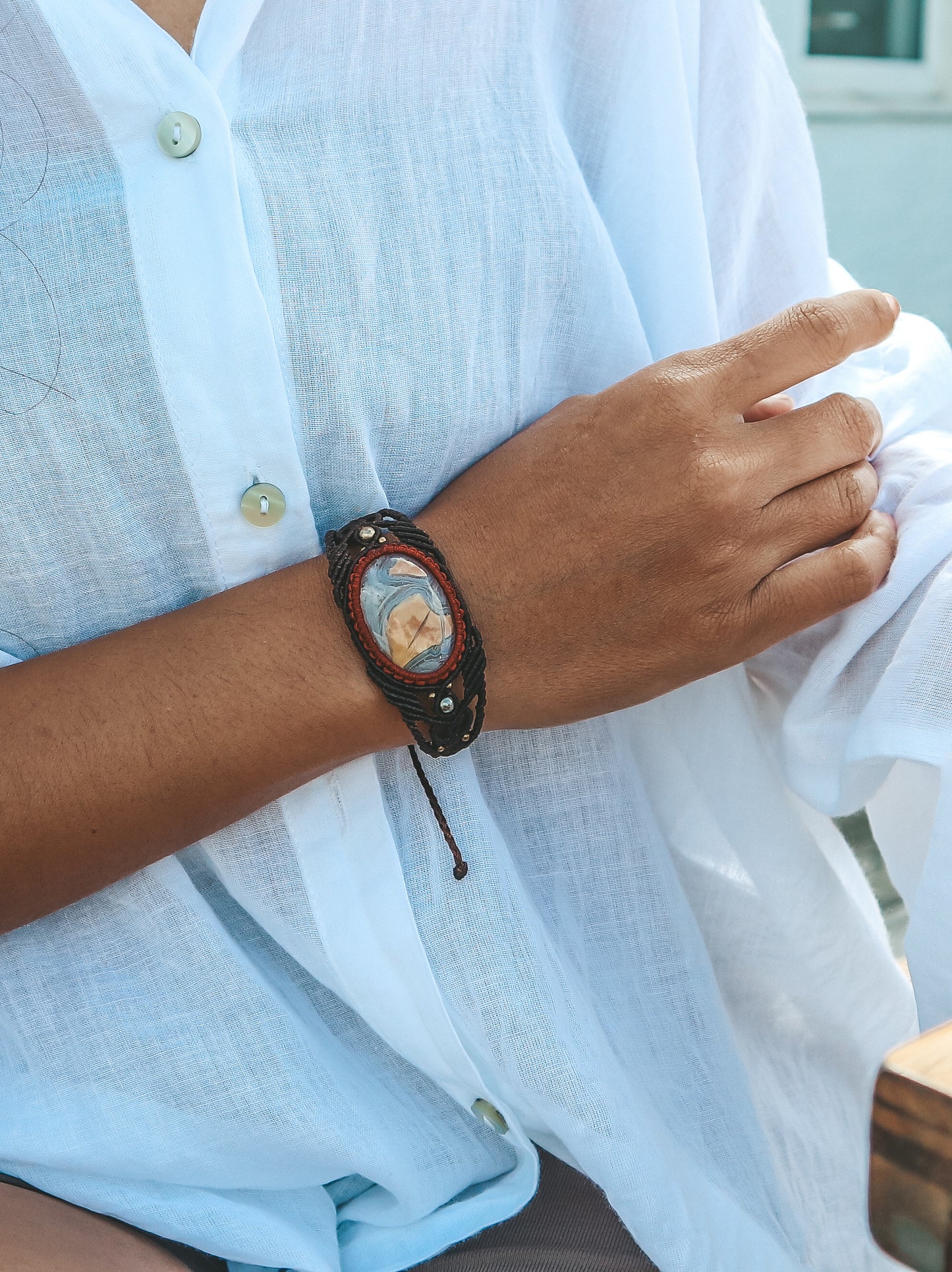 Mookite Jasper Macrame Bracelet