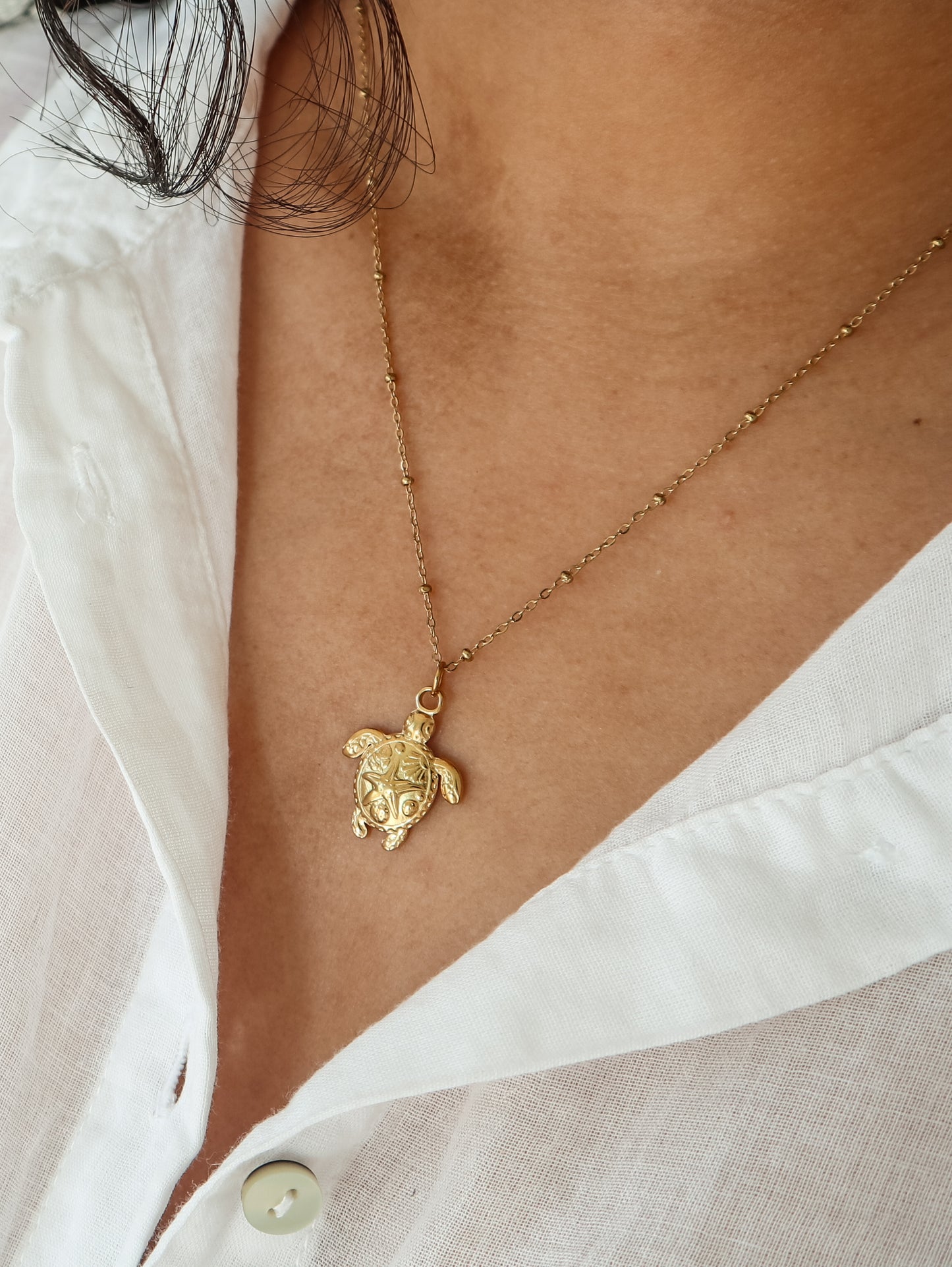 Turtle Pendant Gold Necklace