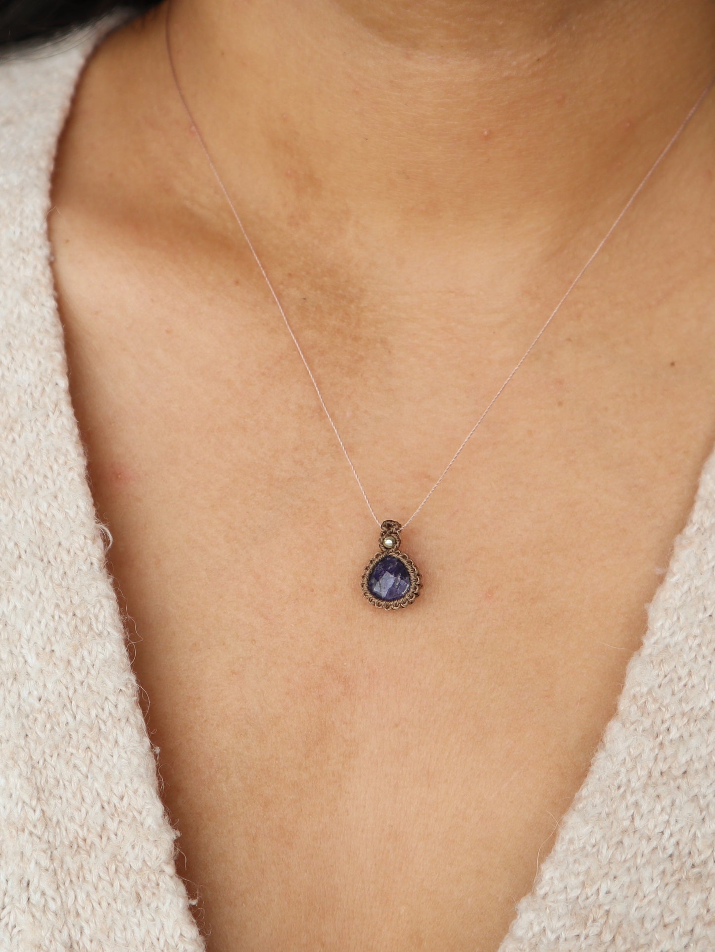 Sapphire Macrame Necklace