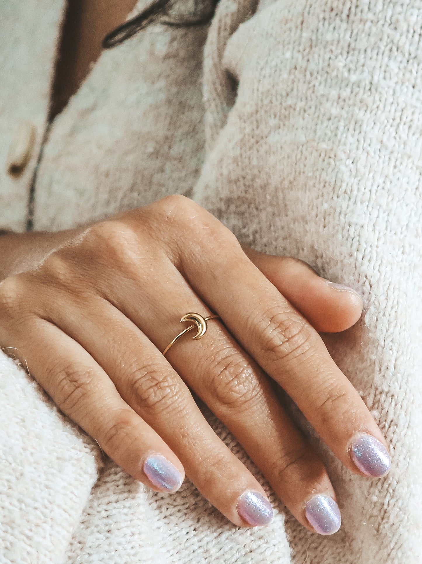 Gold Crescent Moon Ring