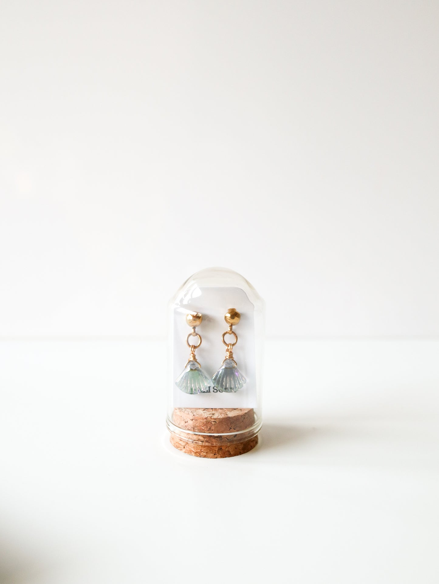 Gold Crystal Shell Drop Stud Earrings