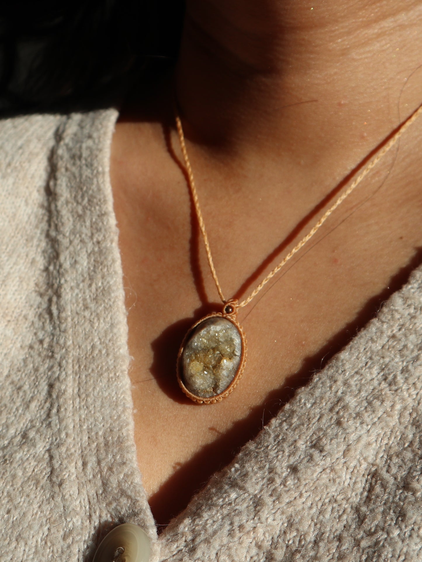 Druzy Macrame Necklace