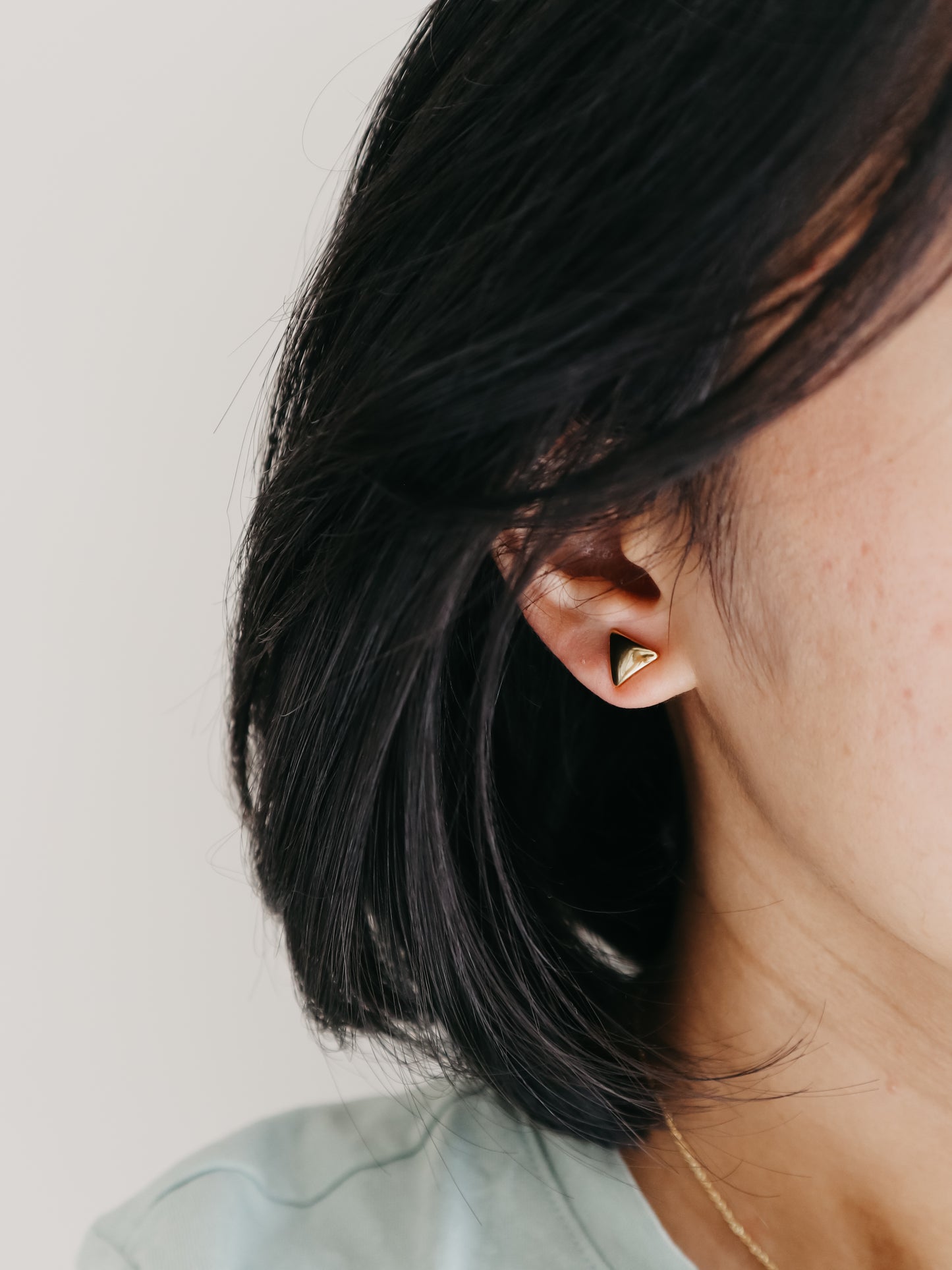 Gold Triangle Stud Earrings