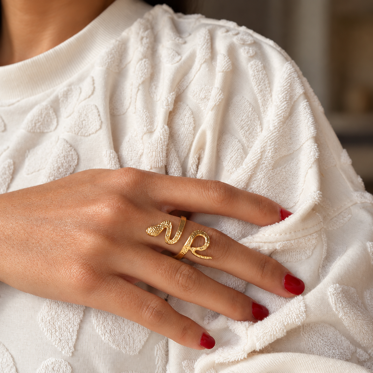 Gold Serpentine Snake Ring