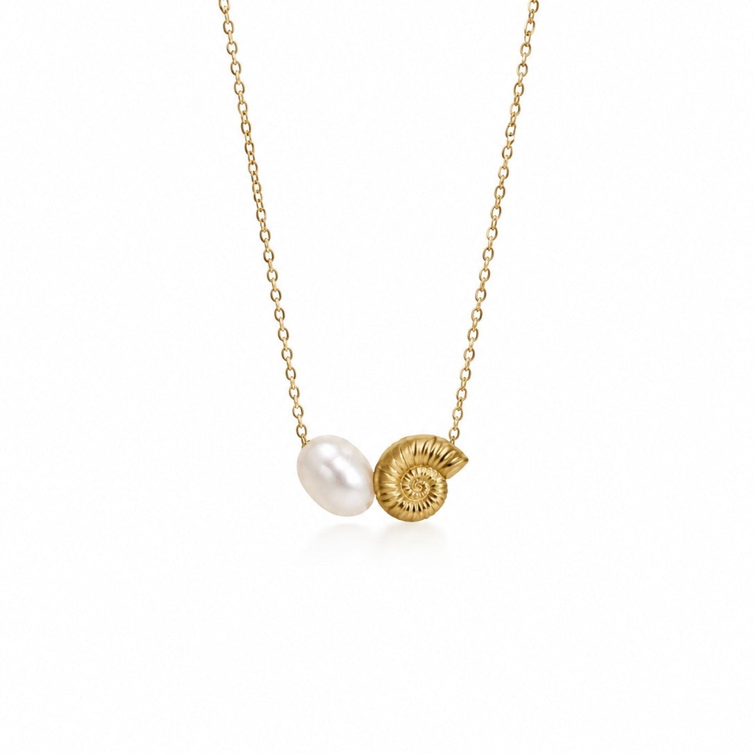 Gold Shell Pearl Necklace