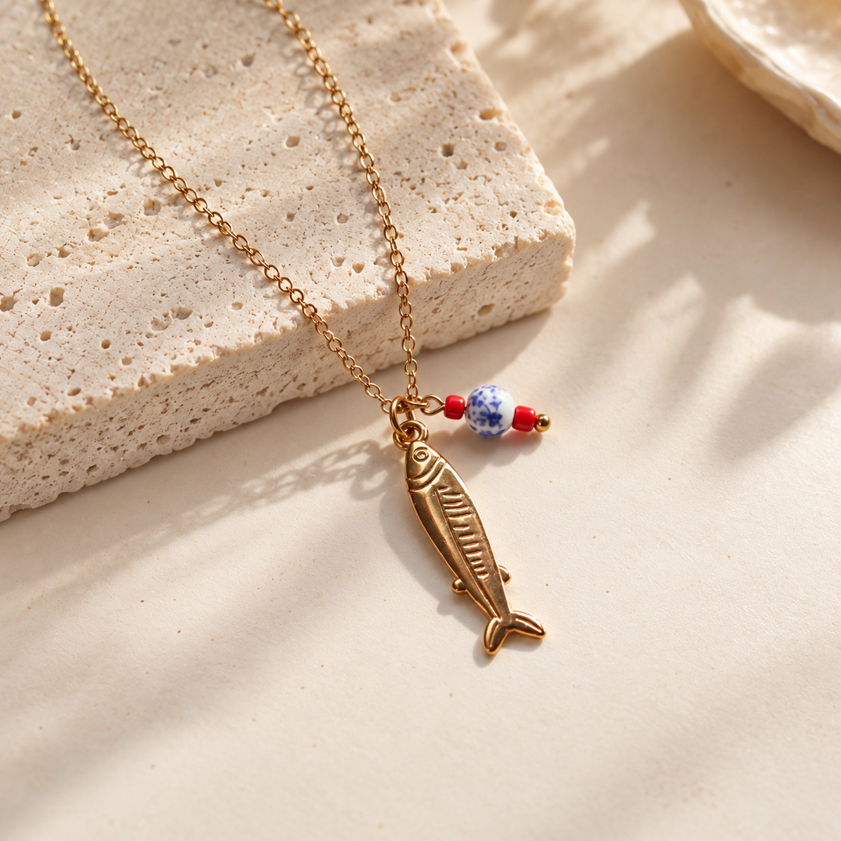 Gold Sardine Fish Necklace