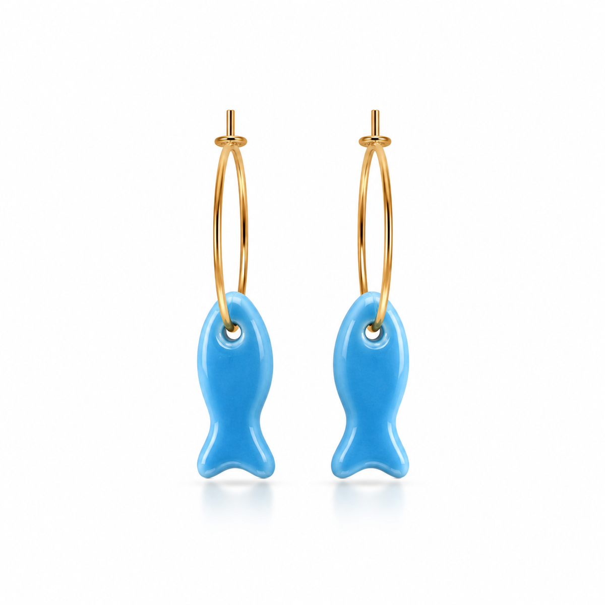 Blue Fish Hoop Earrings