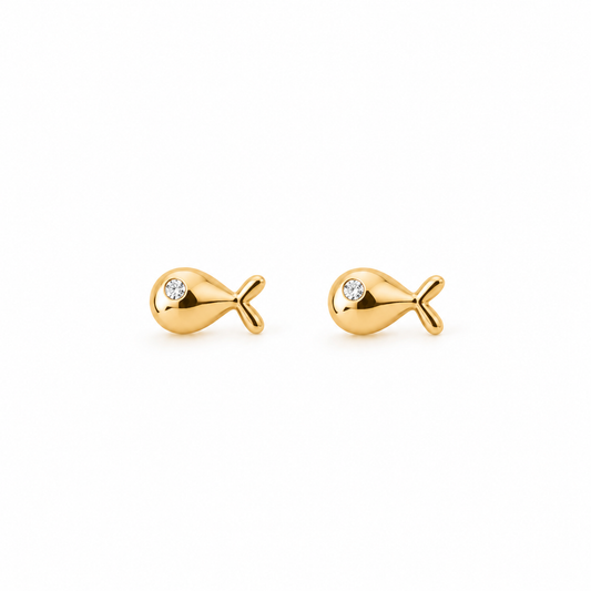 Dainty Gold Fish Stud Earrings