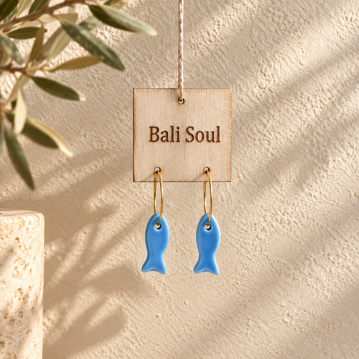 Blue Fish Hoop Earrings