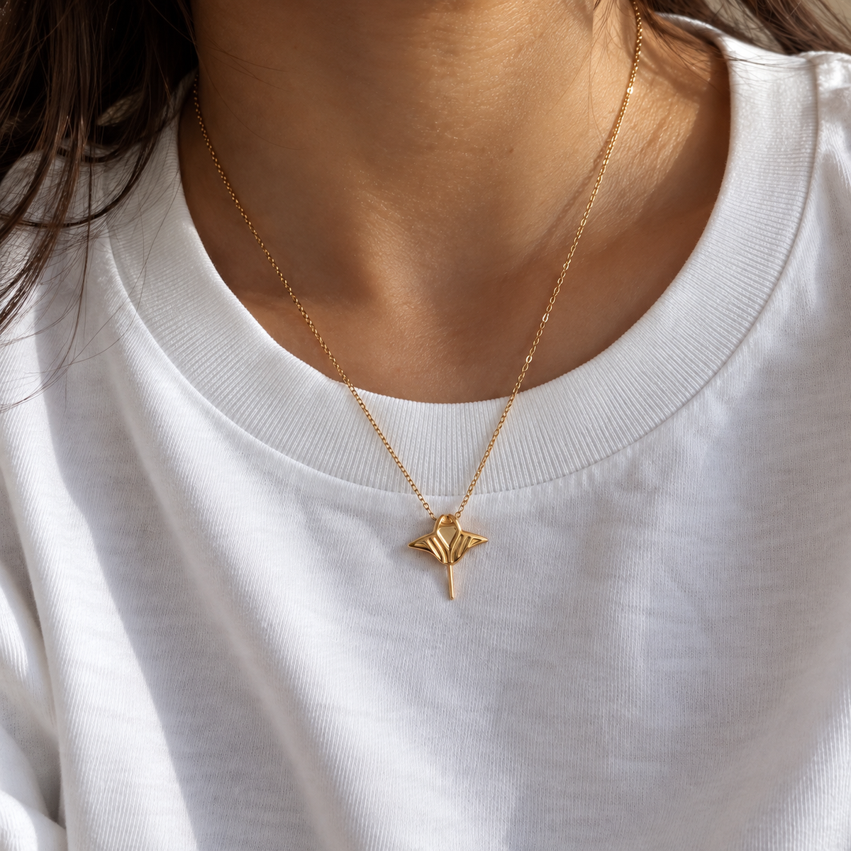 Gold Manta Ray Necklace