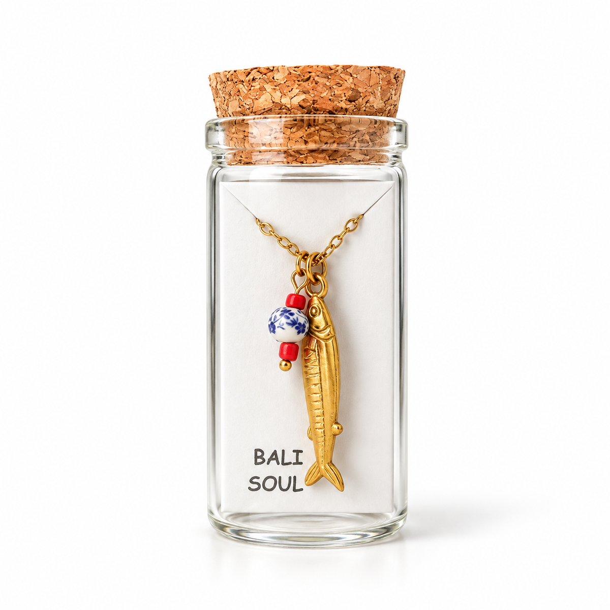 Gold Sardine Fish Necklace