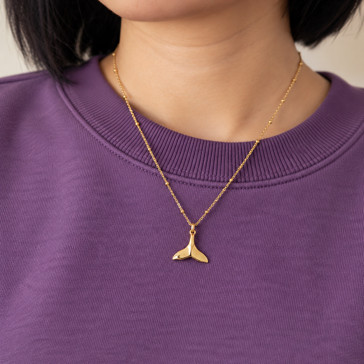 Gold Whale Tail Necklace