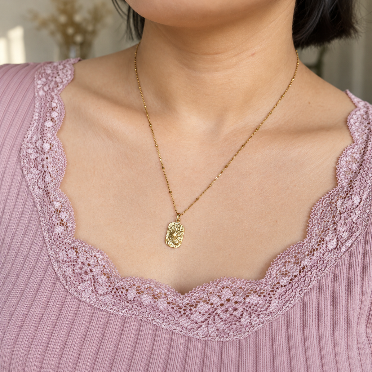 Gold Starburst Pendant Necklace