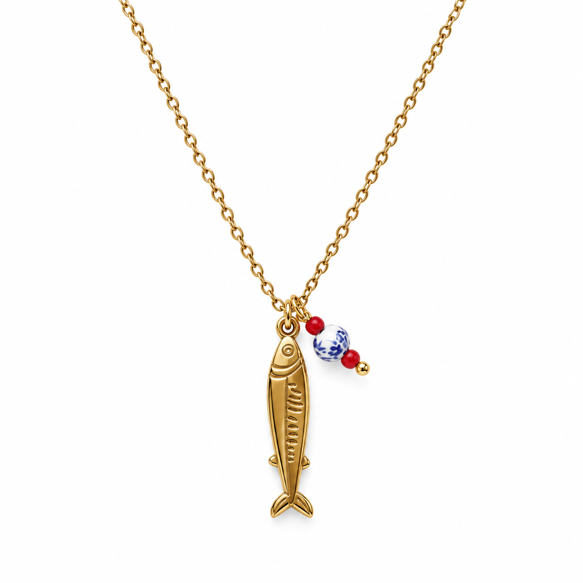 Gold Sardine Fish Necklace