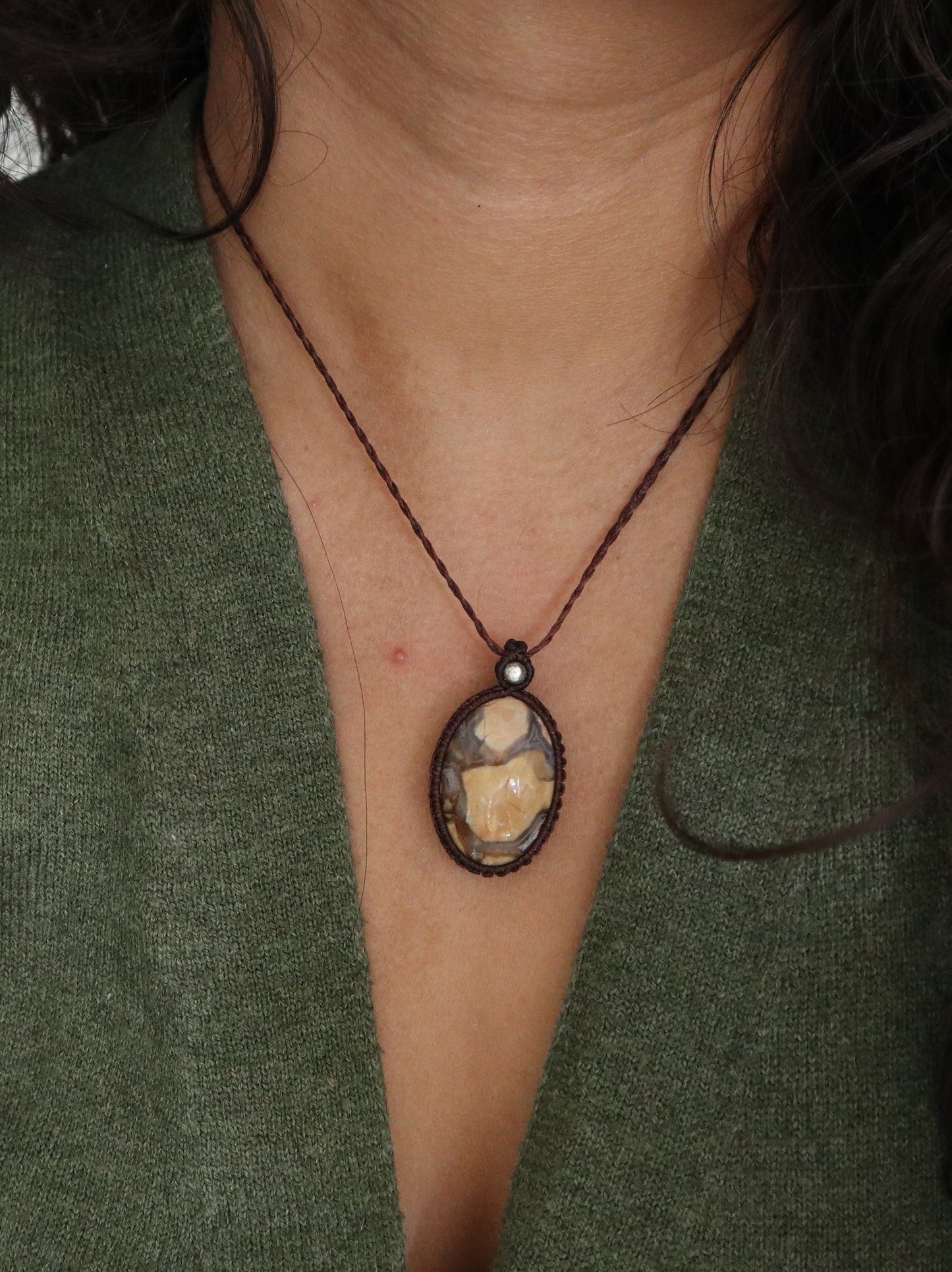 Brecciated Jasper Macrame Pendant