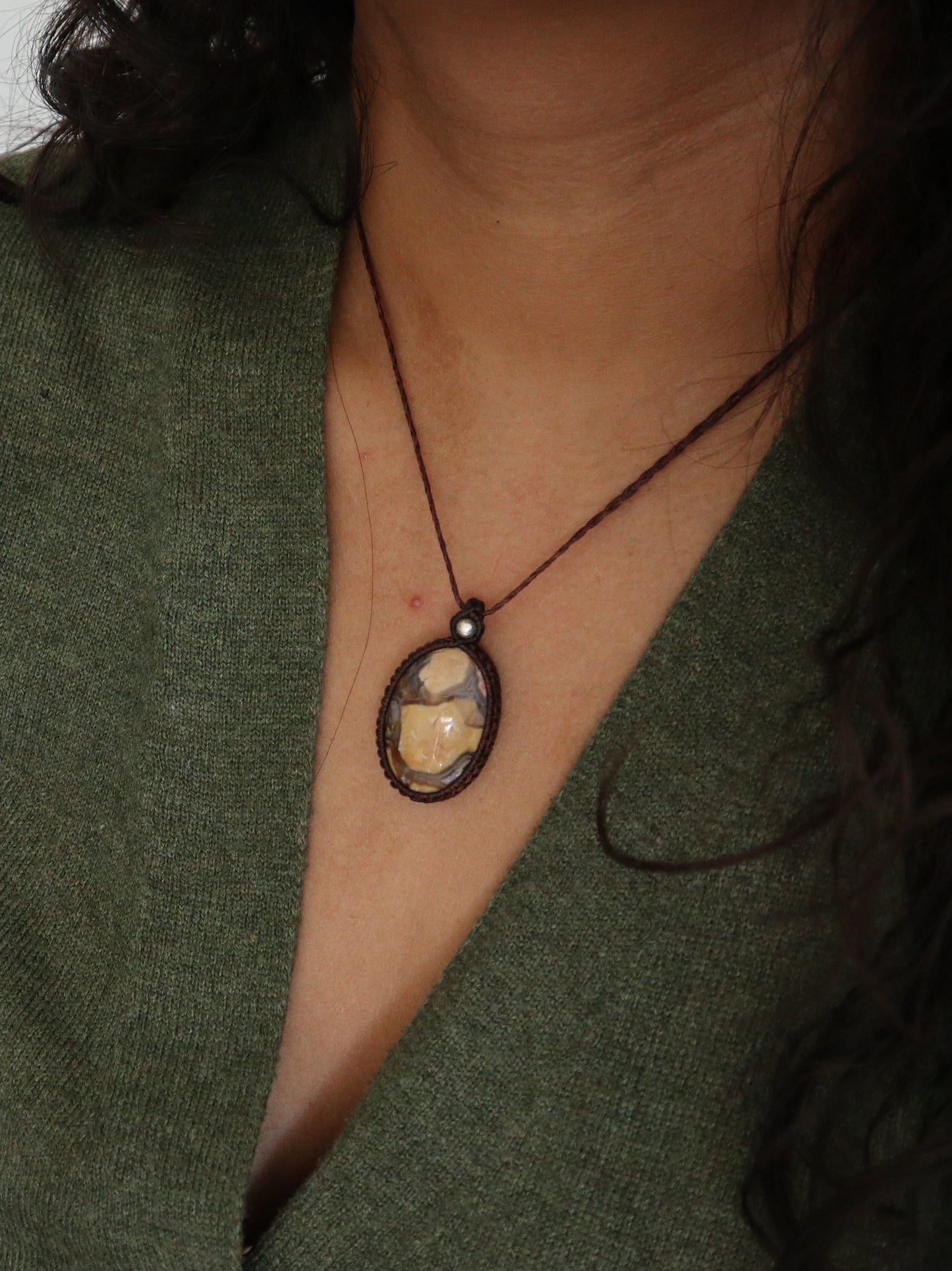 Brecciated Jasper Macrame Pendant