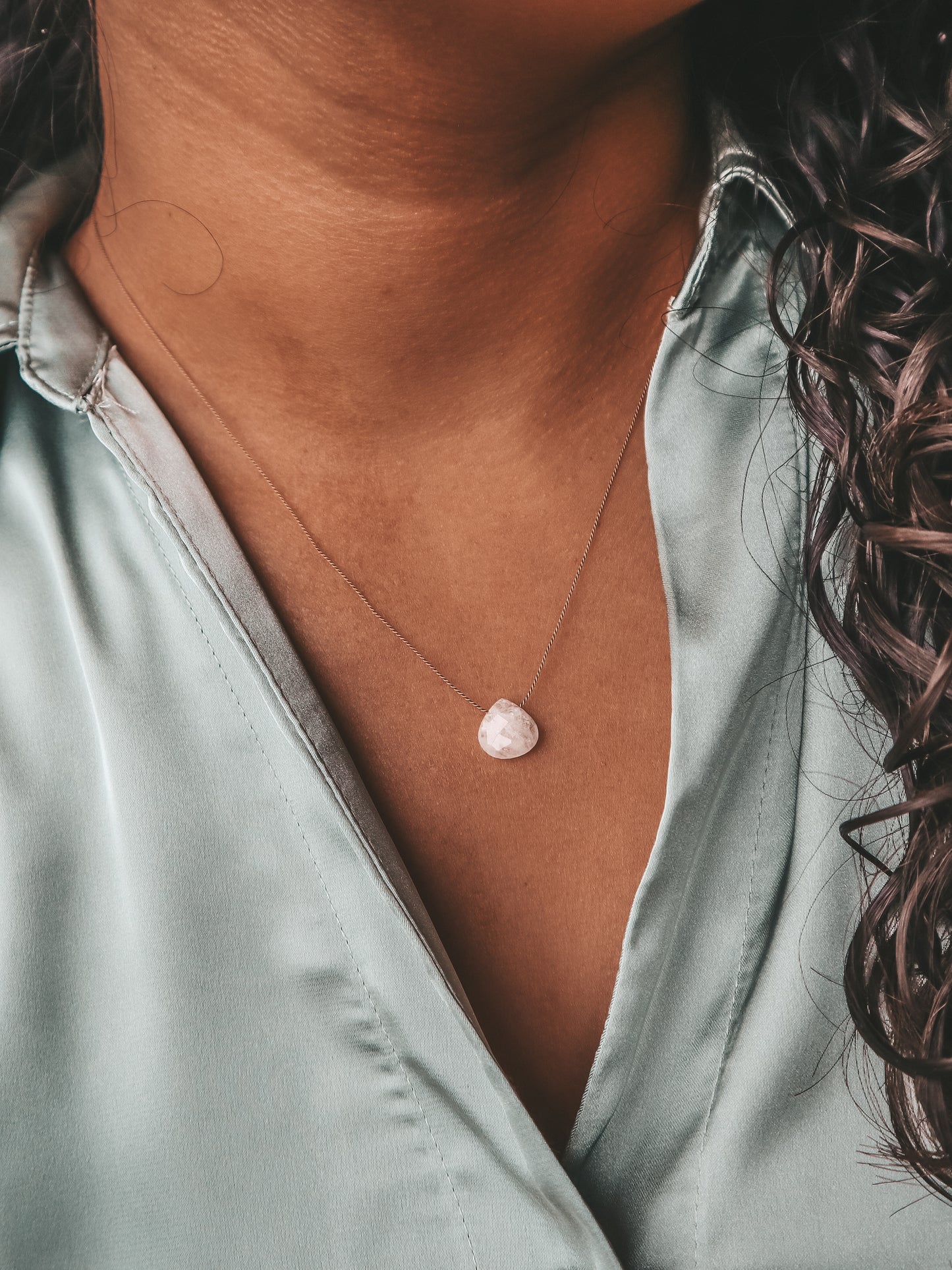 Moonstone Silk Cord Necklace, June Birthstone