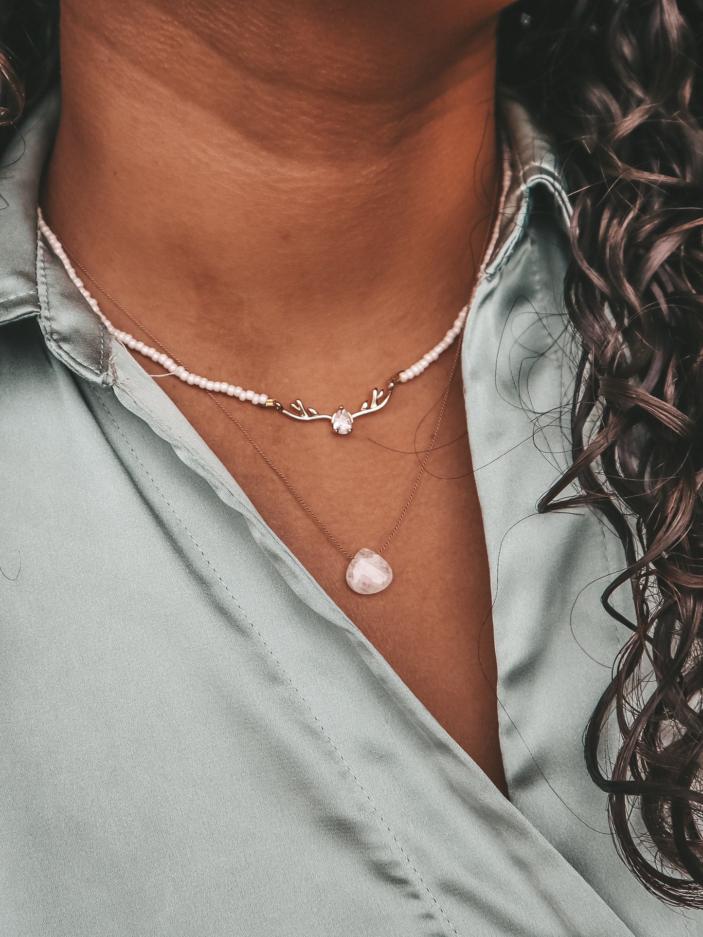 Moonstone Silk Cord Necklace, June Birthstone