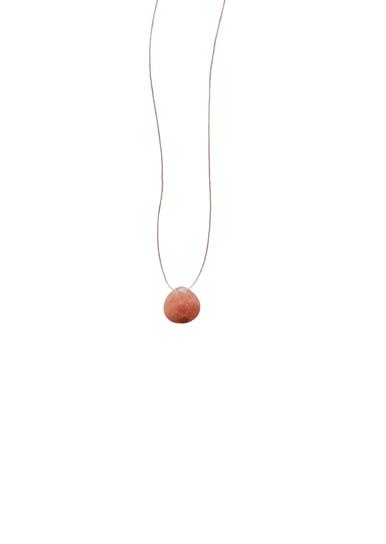 Peach Moonstone Silk Cord Necklace