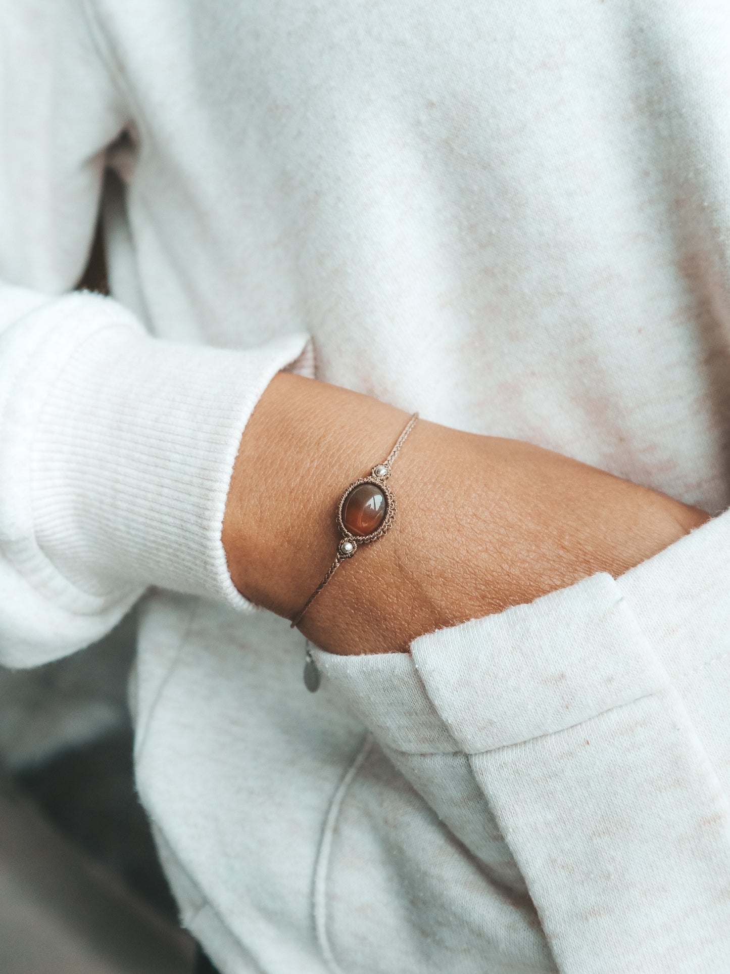 Tiger's Eye Dainty Macrame Bracelet