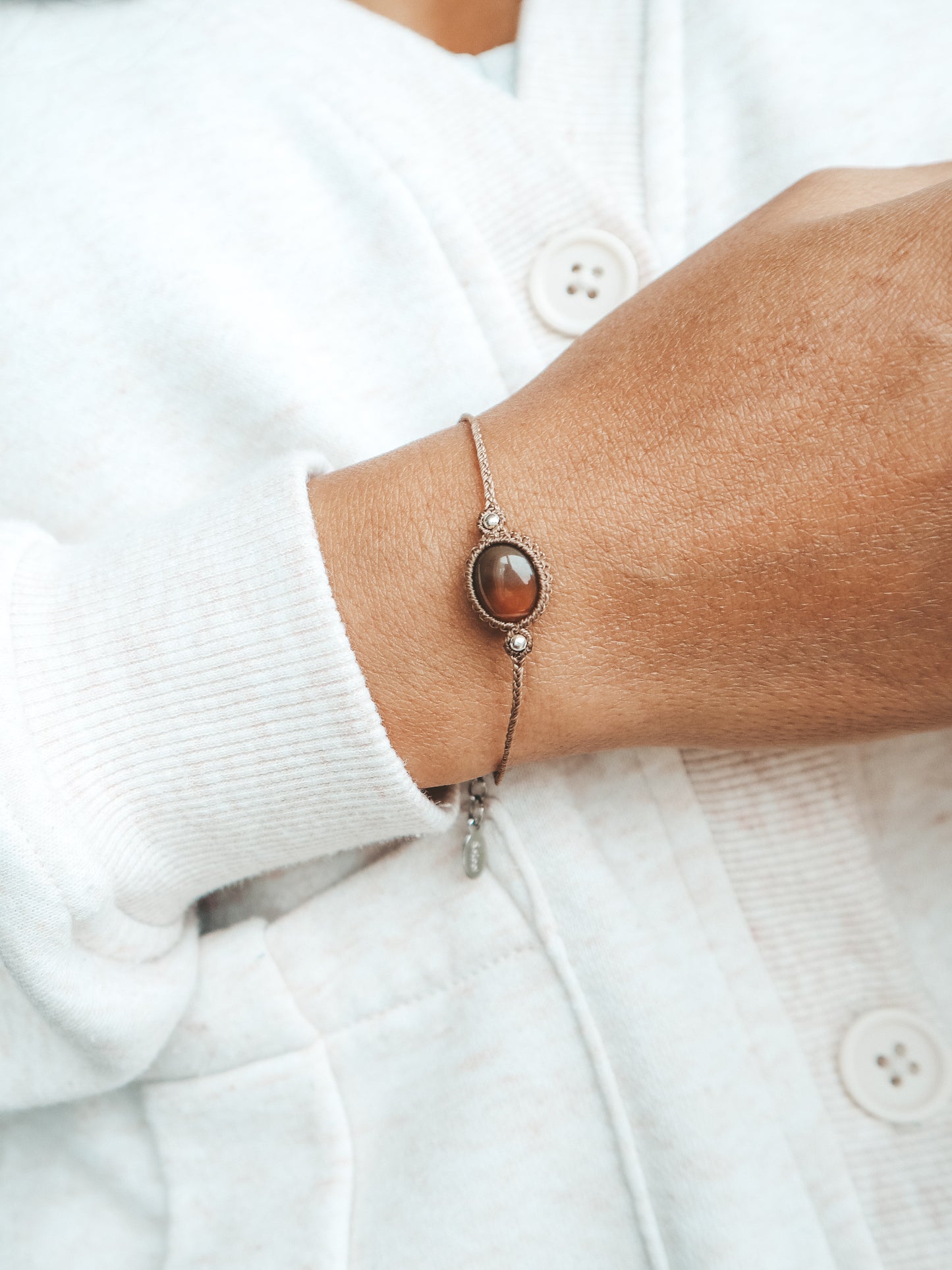 Tiger's Eye Dainty Macrame Bracelet