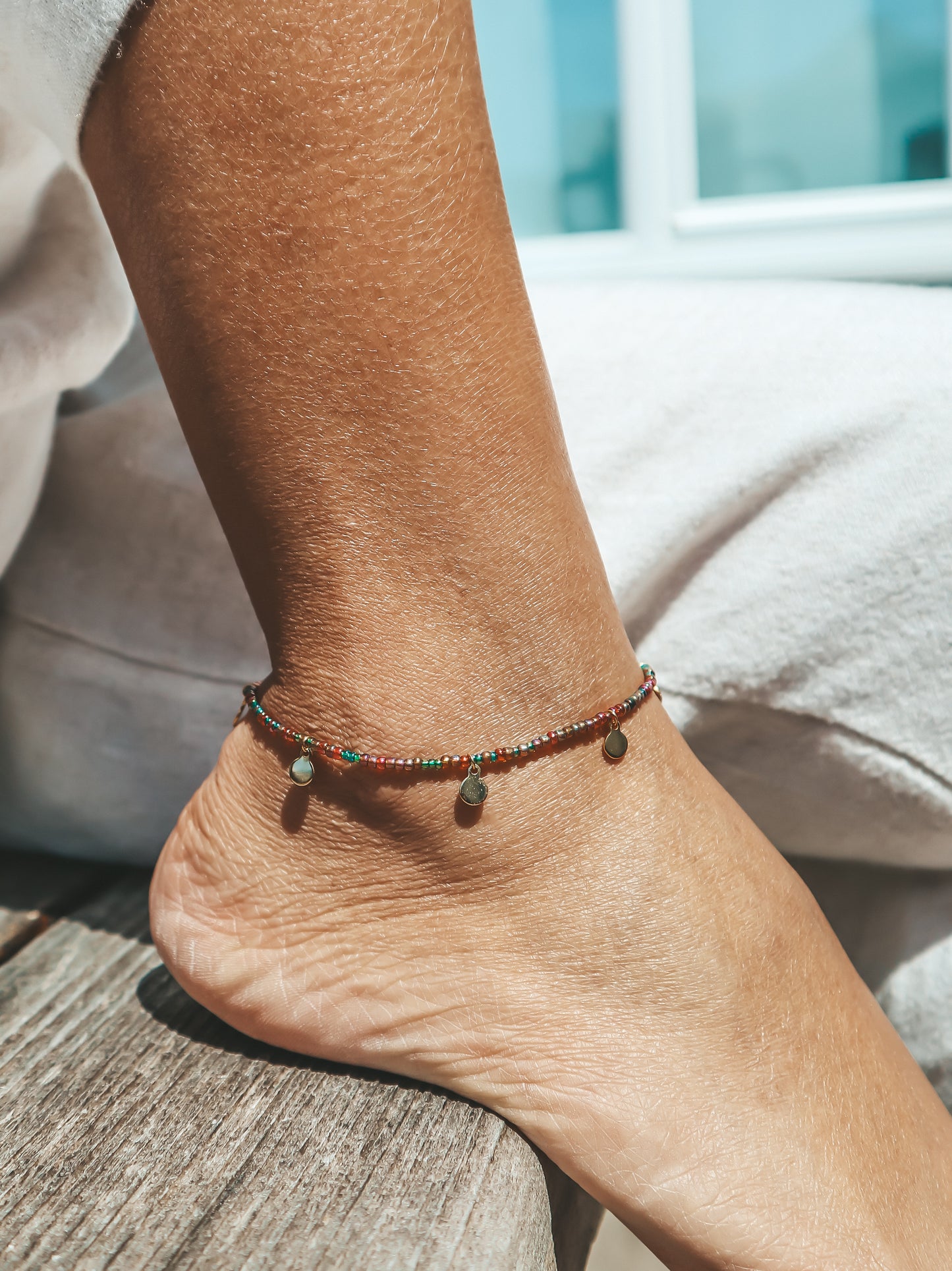 Jimbaran Gold Bead Anklet, Minimalist Anklet