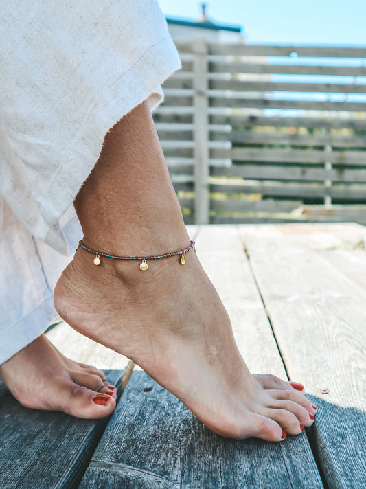 Jimbaran Gold Bead Anklet, Minimalist Anklet