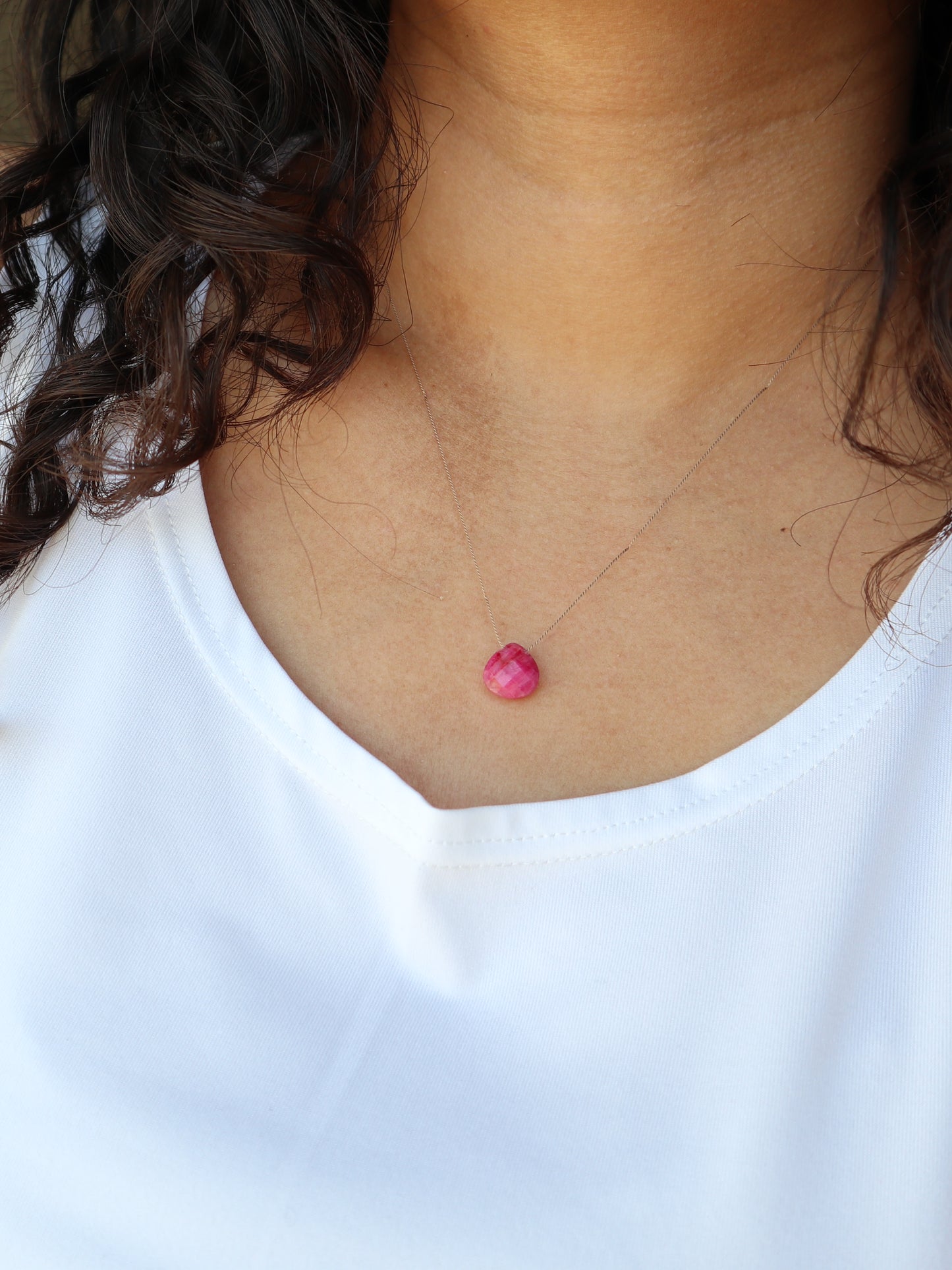 Ruby Silk Cord Necklace, July Birthstone