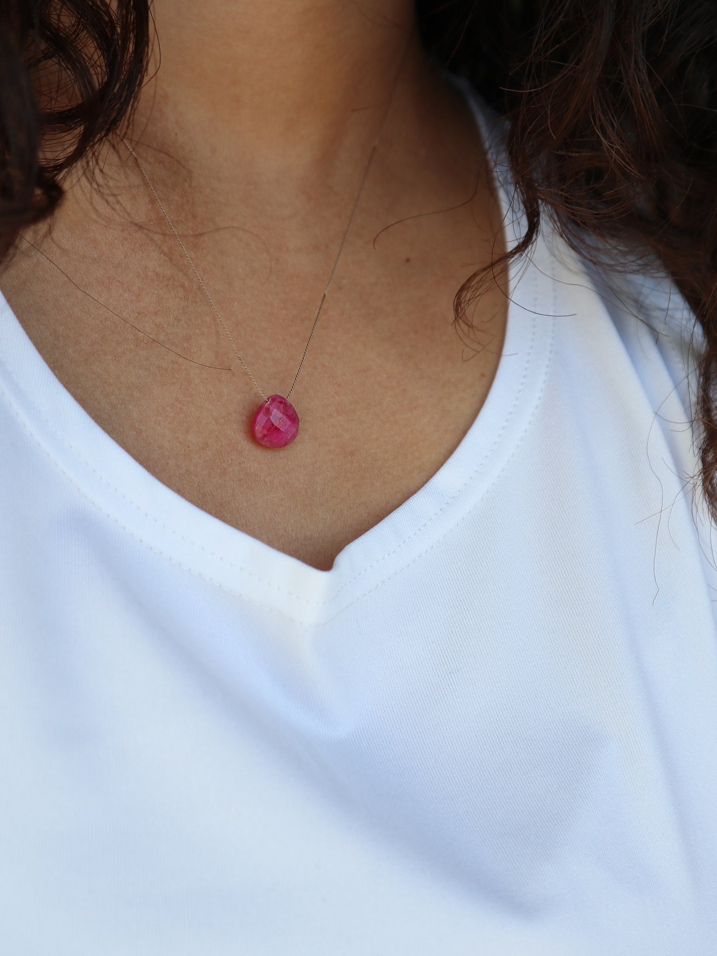 Ruby Silk Cord Necklace, July Birthstone