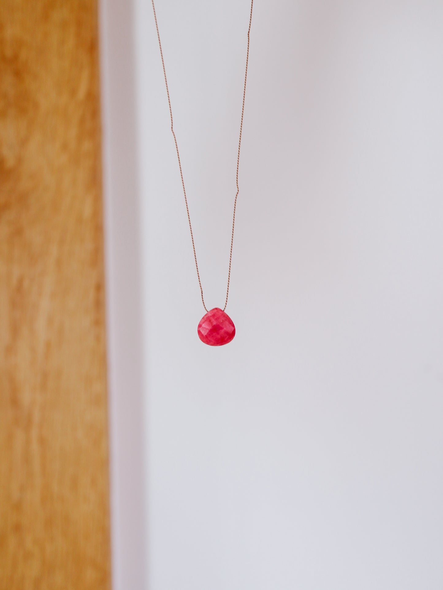 Ruby Silk Cord Necklace, July Birthstone