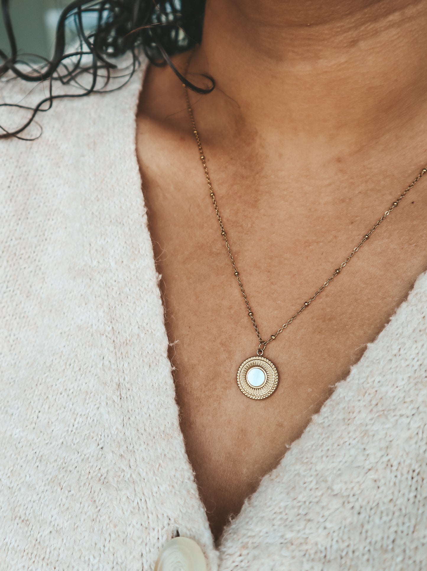 Mother of Pearl Gold Necklace by Bali Soul