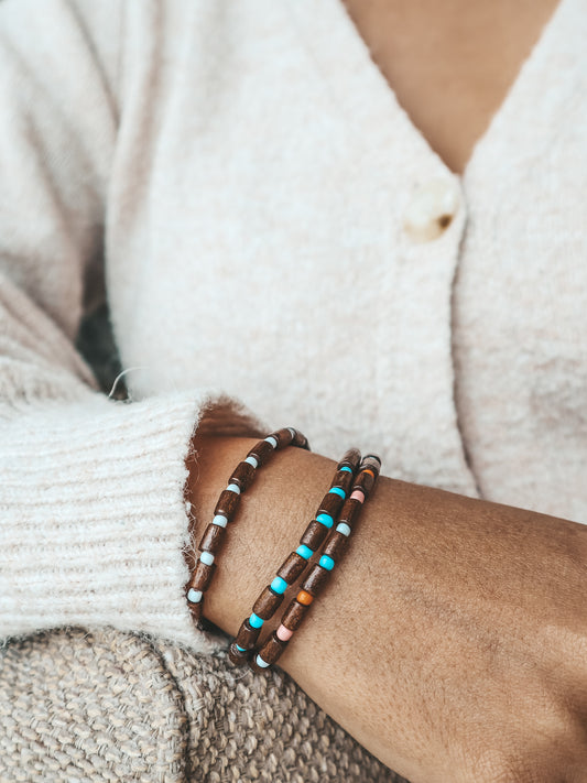 Batur Coconut Wood with Seed Bead Bracelet by Bali Soul