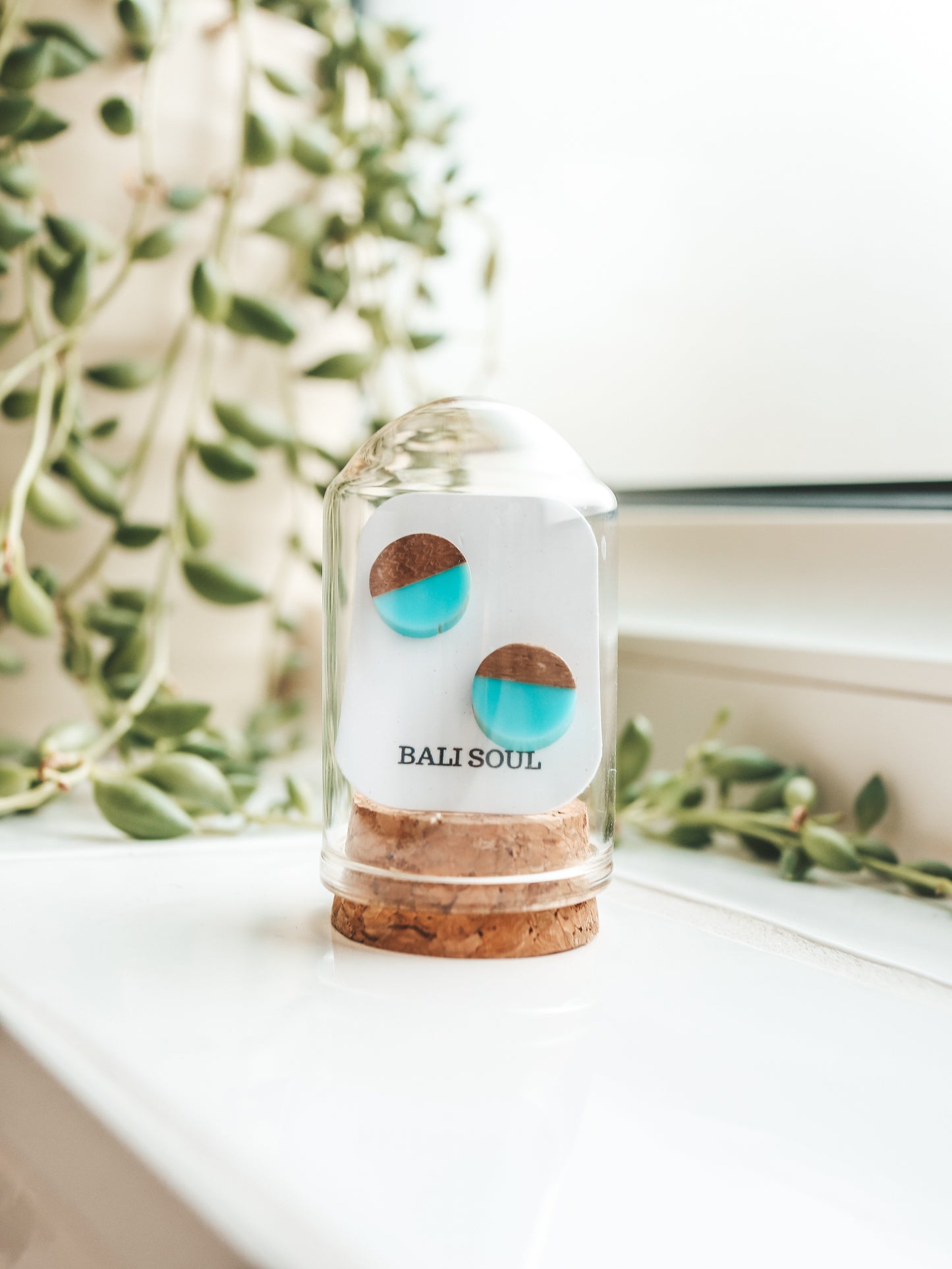 Wood and Resin Stud Earrings by Bali Soul